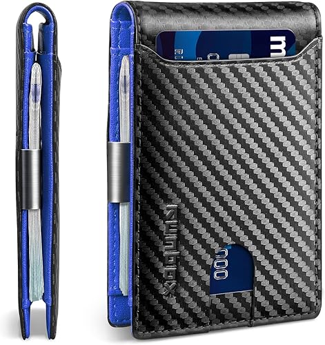 RUNBOX Cartera delgada para hombre con clip para dinero, bloqueo RFID, bolsillo frontal, plegable, minimalista, tarjetero de crédito para hombres