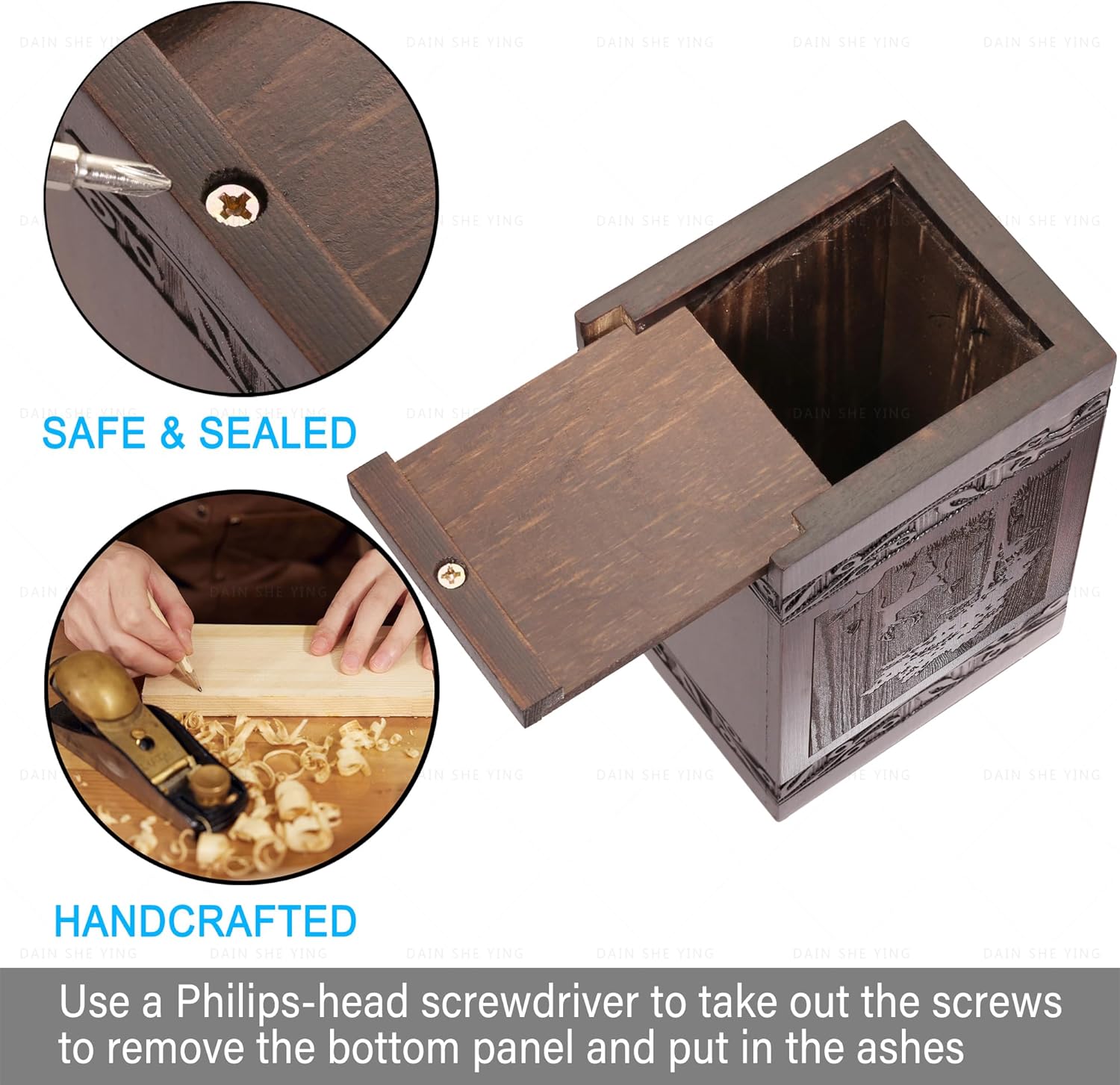 DGDCDV Cremation Urns for Human Ashes Adult Male Female, Wooden Carved Deer Urns Box and Casket for Ashes Men Women Child, Pets Cat Dog Urn, Burial Funeral Memorial Urns for Ashes, Walnut, DGDCDV058 - Image 3