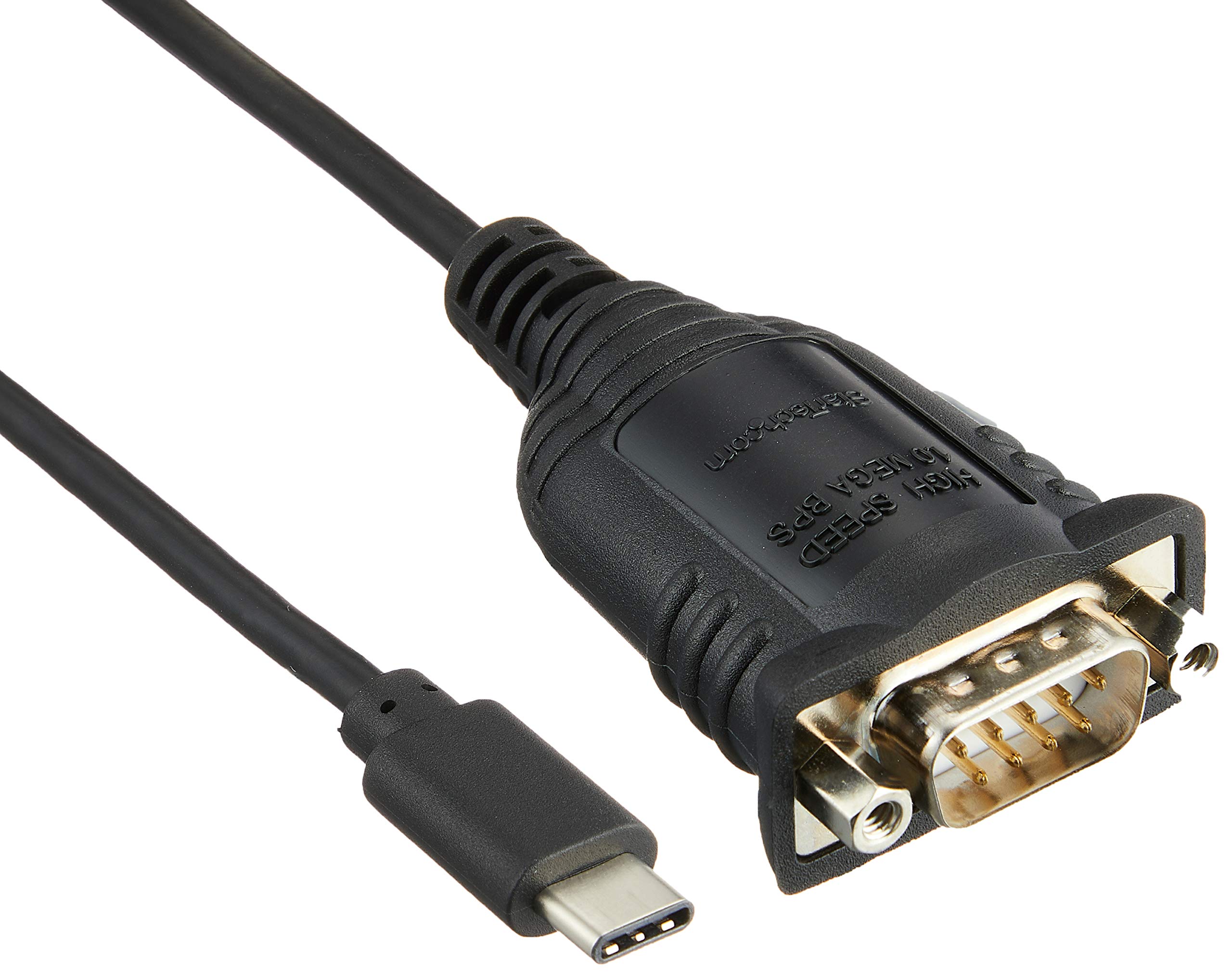 StarTechcom USB C to Serial Adapter Cable with COM Port Retention - 16" (40cm) USB Type C to RS232 (DB9) Serial Converter Cable - for PLCs, Scanners, Printers - Windows/Mac/Linux (ICUSB232PROC)