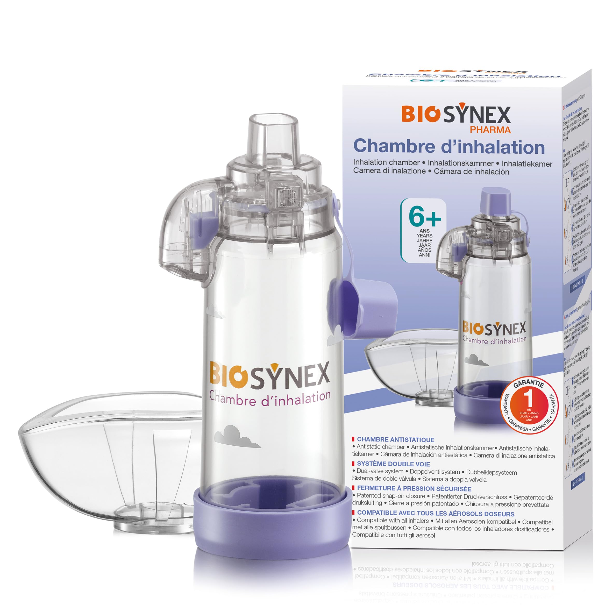 BIOSYNEX - Inhal'AIR - Distanziatore - Spacer per Inalatori - Assistenza Respiratoria Asma, Bronchiolite - Senza Lattice - Senza BPA - Taglia 6 anni e +