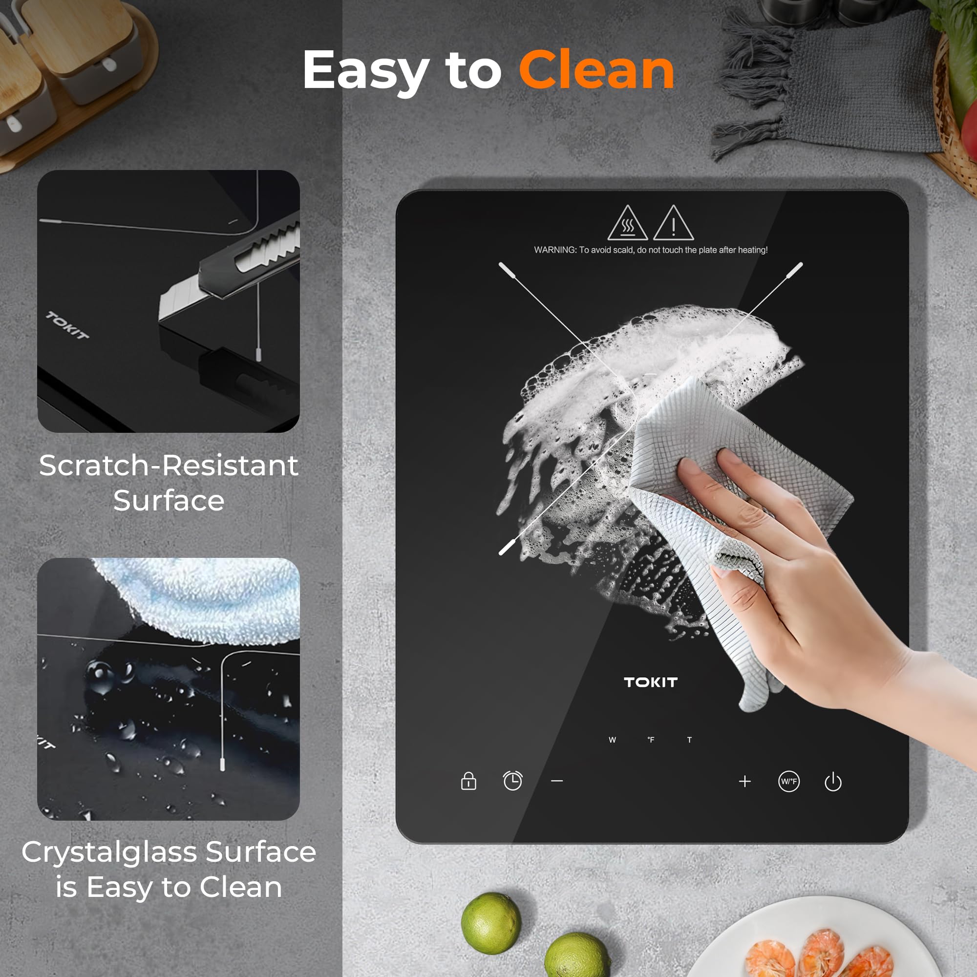 TOKIT Plaque de Cuisson Induction 2000 W, Plaque À Induction M1 Avec 9 Niveaux De Puissance Individuels, Ecran Tactile, Minuterie 90 Minutes, Ultra-Fine 40 Mm, Noire Pour Cuisine (M1)
