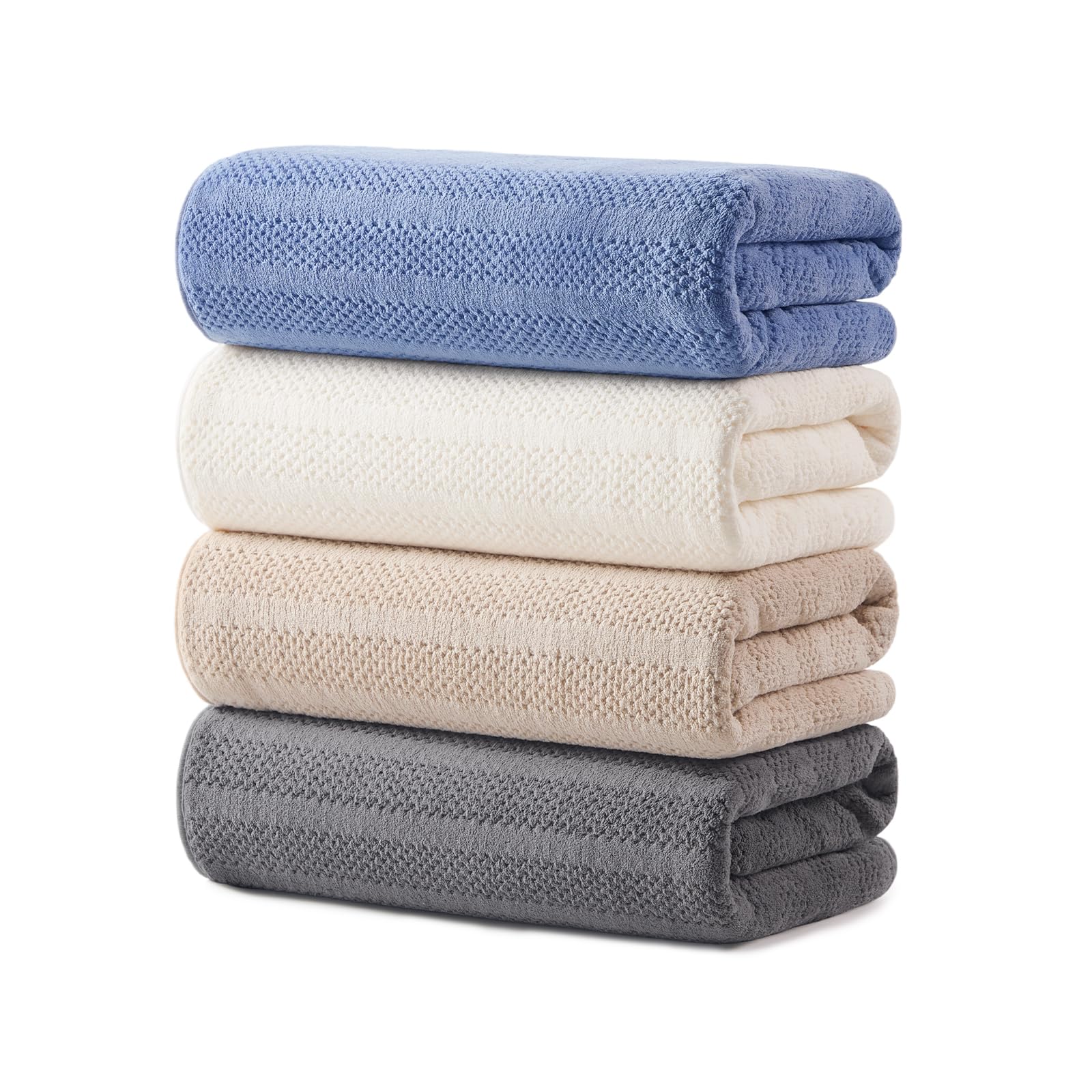 ECOLOOK 4 Pack Microfiber Bath Towels, 31 x 63 inches Extra Large Bath Towel Set, Super Soft Highly Absorbent Bath Towels Set of 4, Quick Dry Lightweight Bathroom Towels for Spa, Pool, Gym, Multicolor