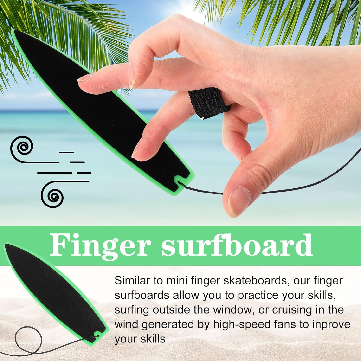 FANTESI 4 Pcs Finger Surfboard, Relieve Stress Surf the Wind Board