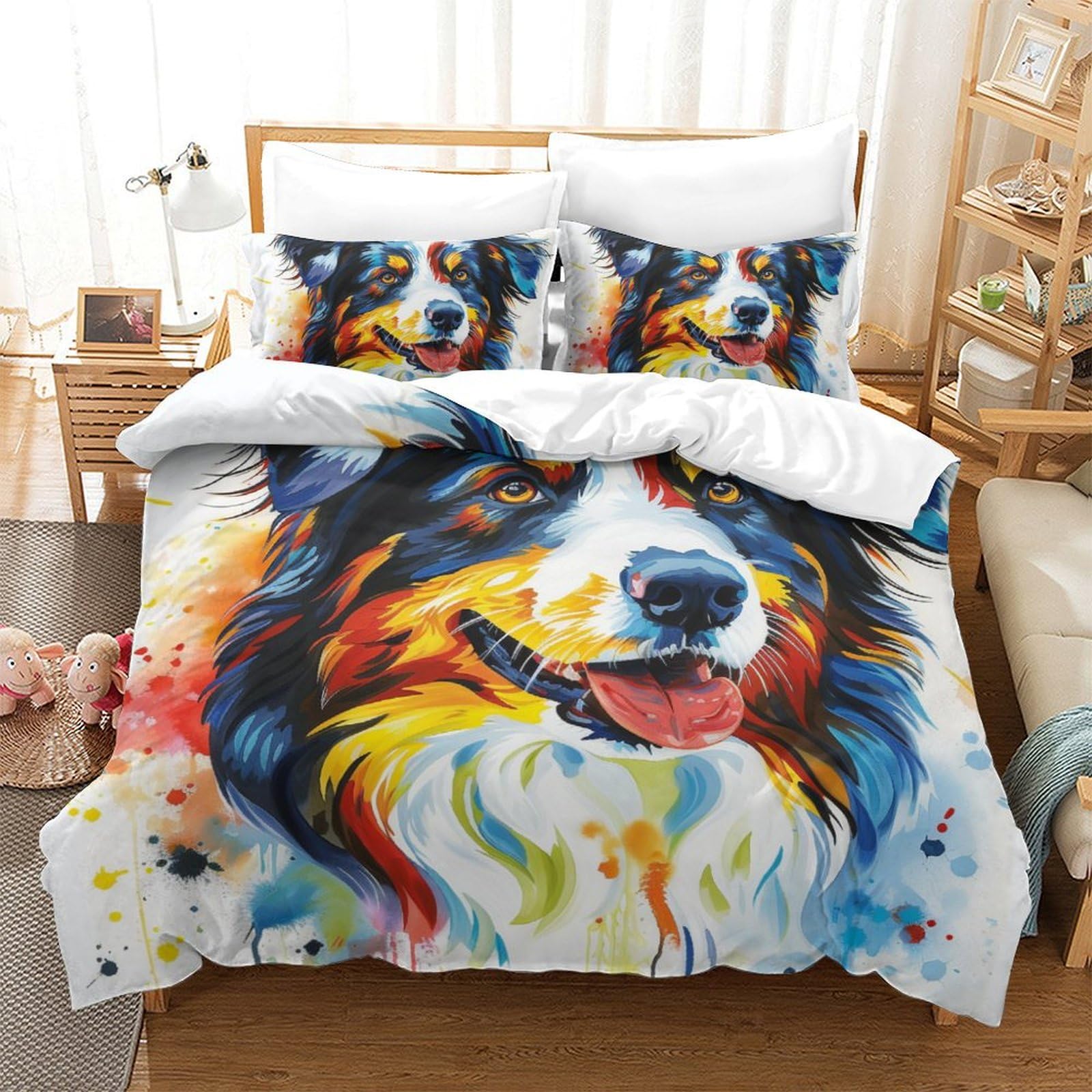 Housses de couettes 3 pièces 200x200cm chien Berger Allemand microfibre