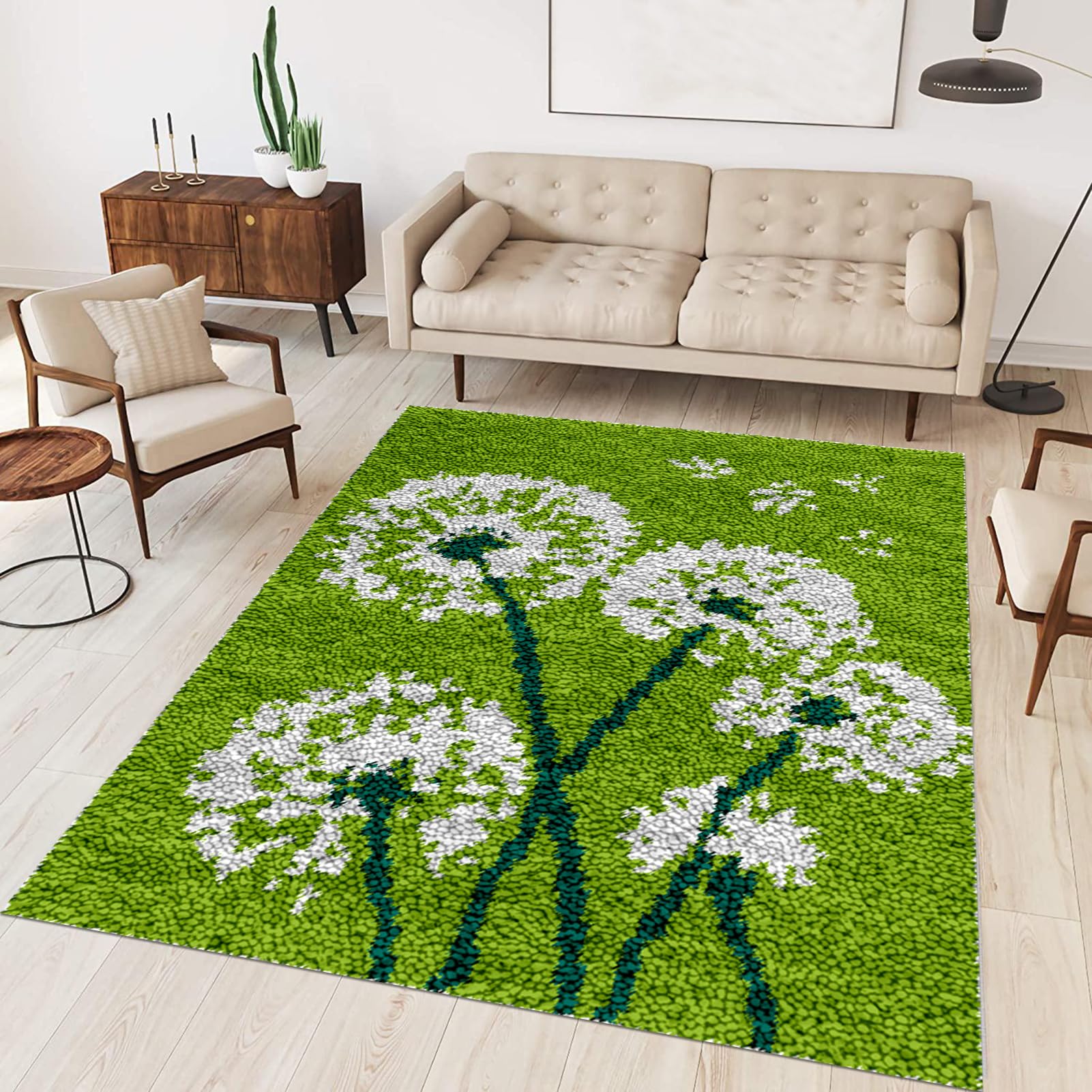 Tehocwiz Dywan do samodzielnego wiązania, gobelin, zestaw do haftu krzyżykowego, zestaw dla dorosłych, rękodzieło, prezenty, wycieraczki, 130 x 150 cm, zestaw do wiązania
