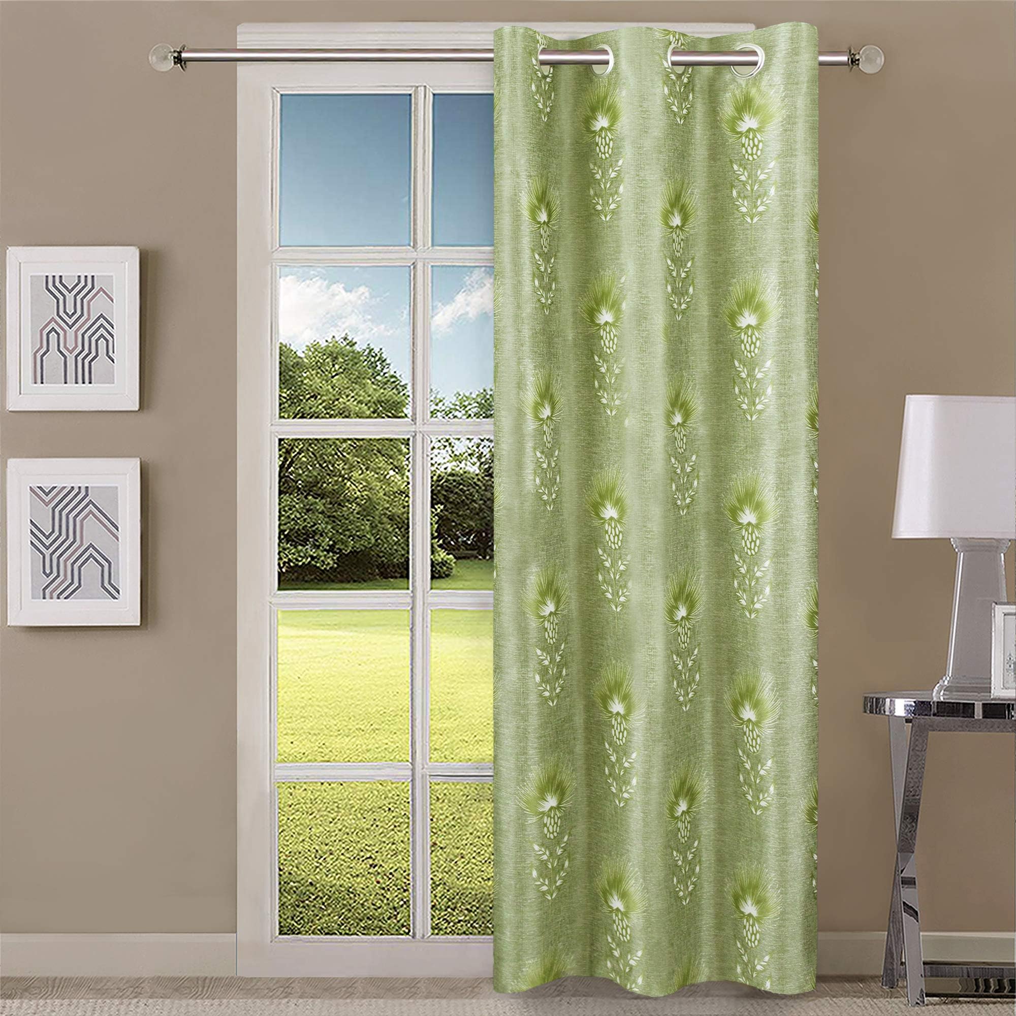Queenzliving Secret Linen Curtain, Door 7 Feet- Pack Of 1, Green