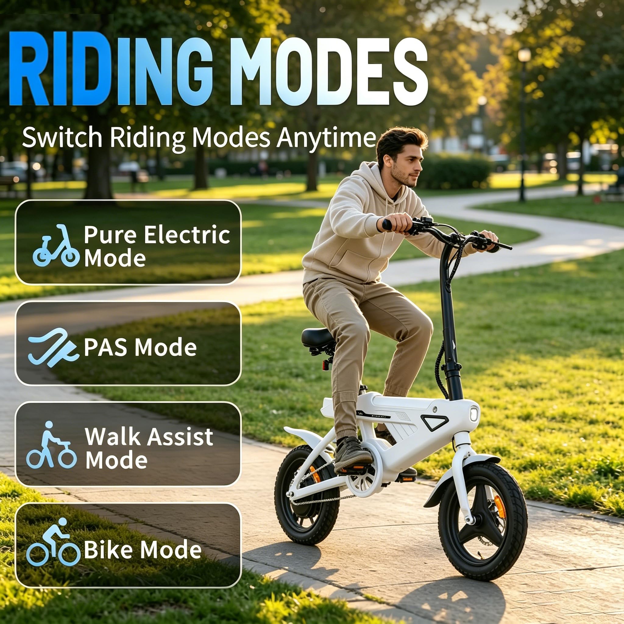 AVDL Bici Elettrica Pieghevole per Adulti, Batteria Rimovibile 36V 6,4Ah, Pneumatici 14" x 2,13, Doppi Freni a Disco e Sospensione Completa, per Pendolari Urbani, Uomo e Donna