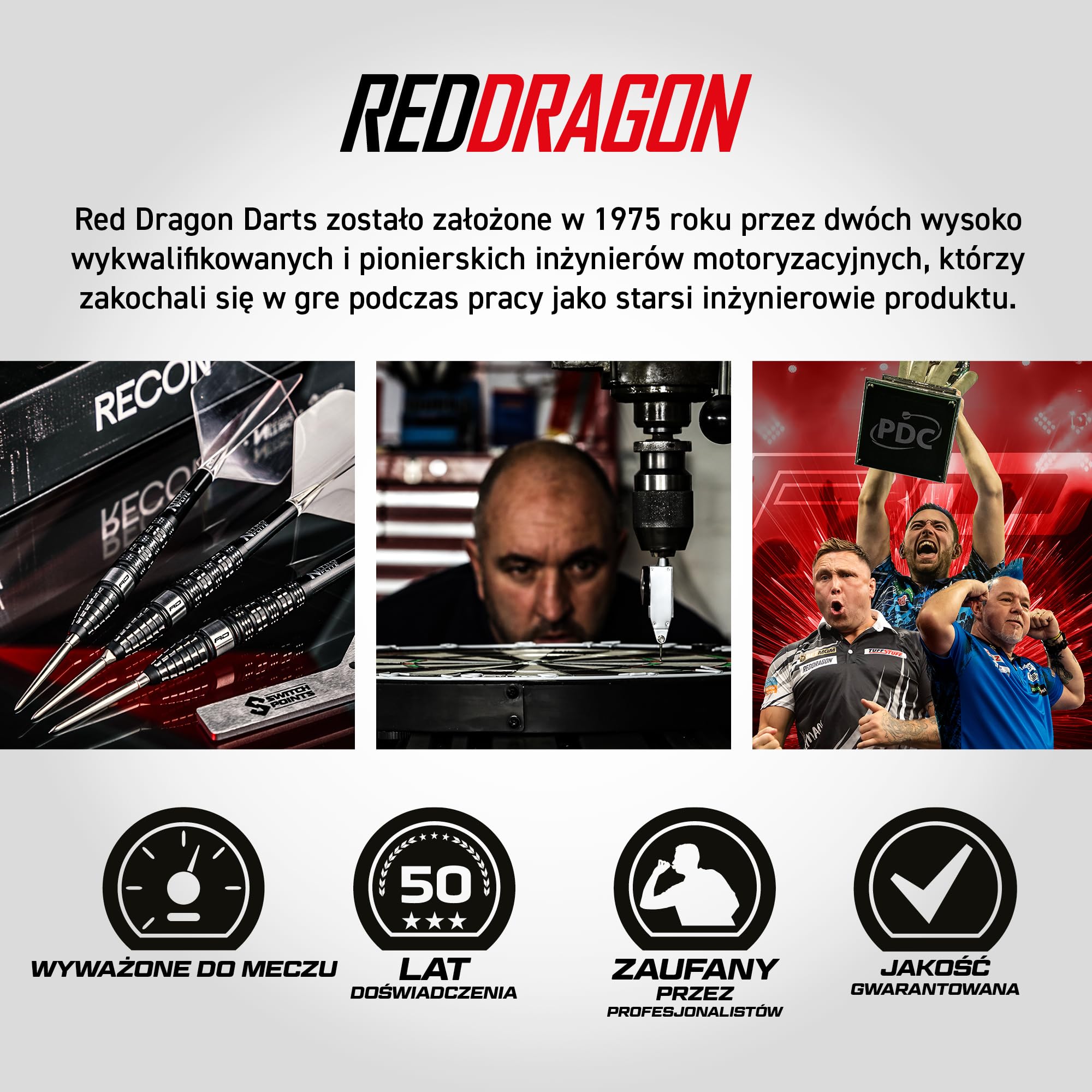 RED DRAGON Rzutki - seria Recon Switch Points 23g | zasilane przez Winmau | Torpedo | profesjonalne rzutki z wolframu 90% - NitroFlite zintegrowane lotki/trzonki | stalowe rzutki Steeldarts z lotkami