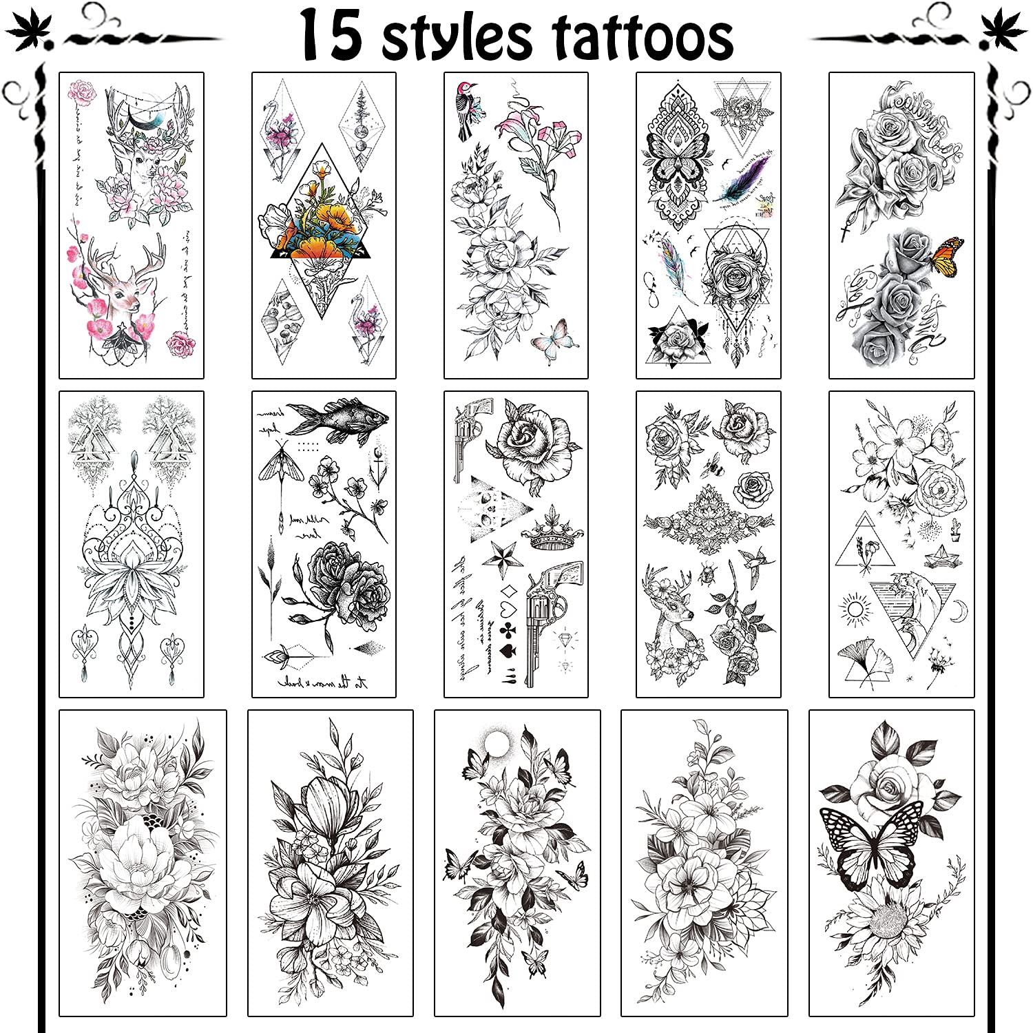 Buy Cerlaza 66 Styles Temporary Tattoos for Women, Henna Fake Semi