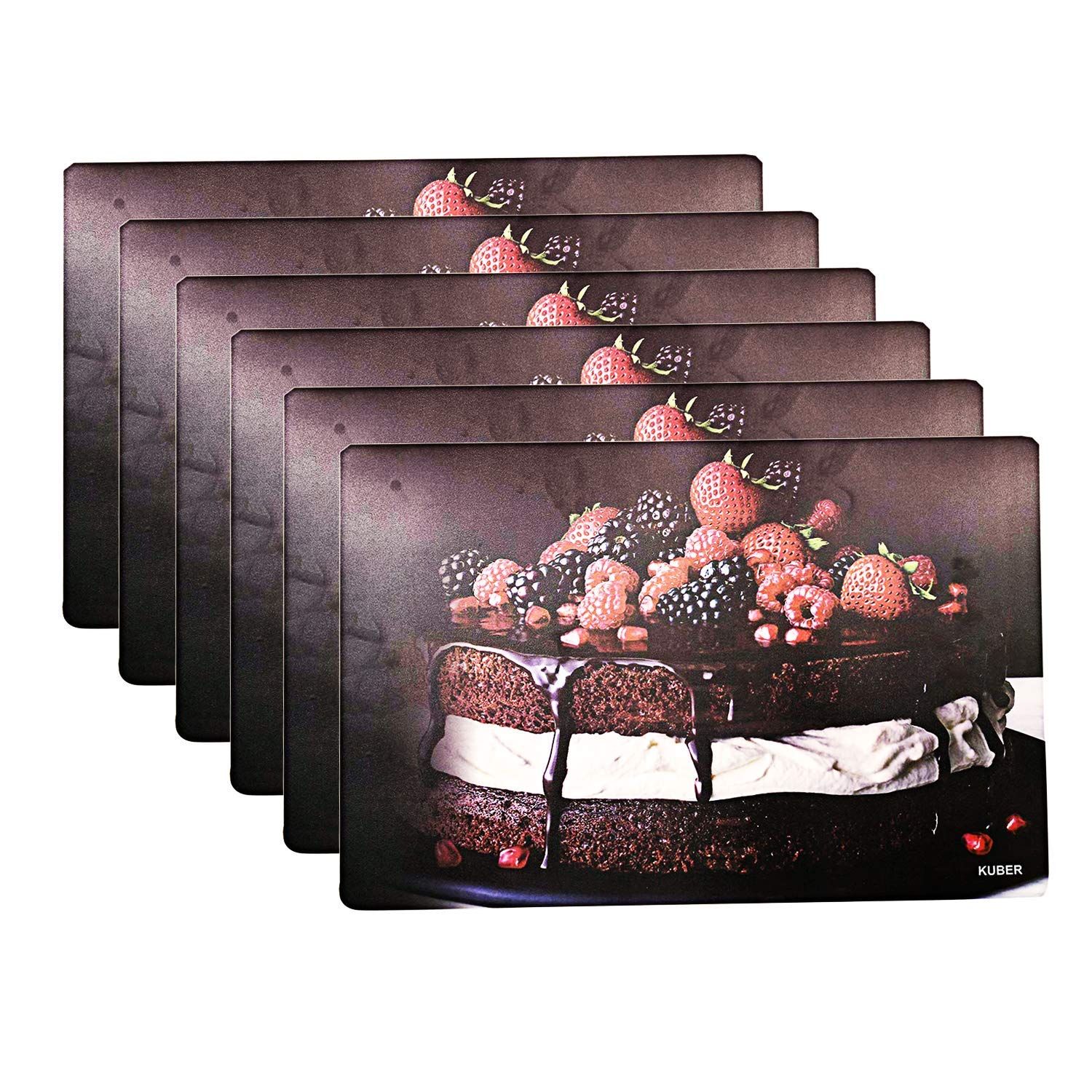 Kuber Industries Pvc 6 Pieces Dining Table Placemat Set (Brown), 46X31 Cm