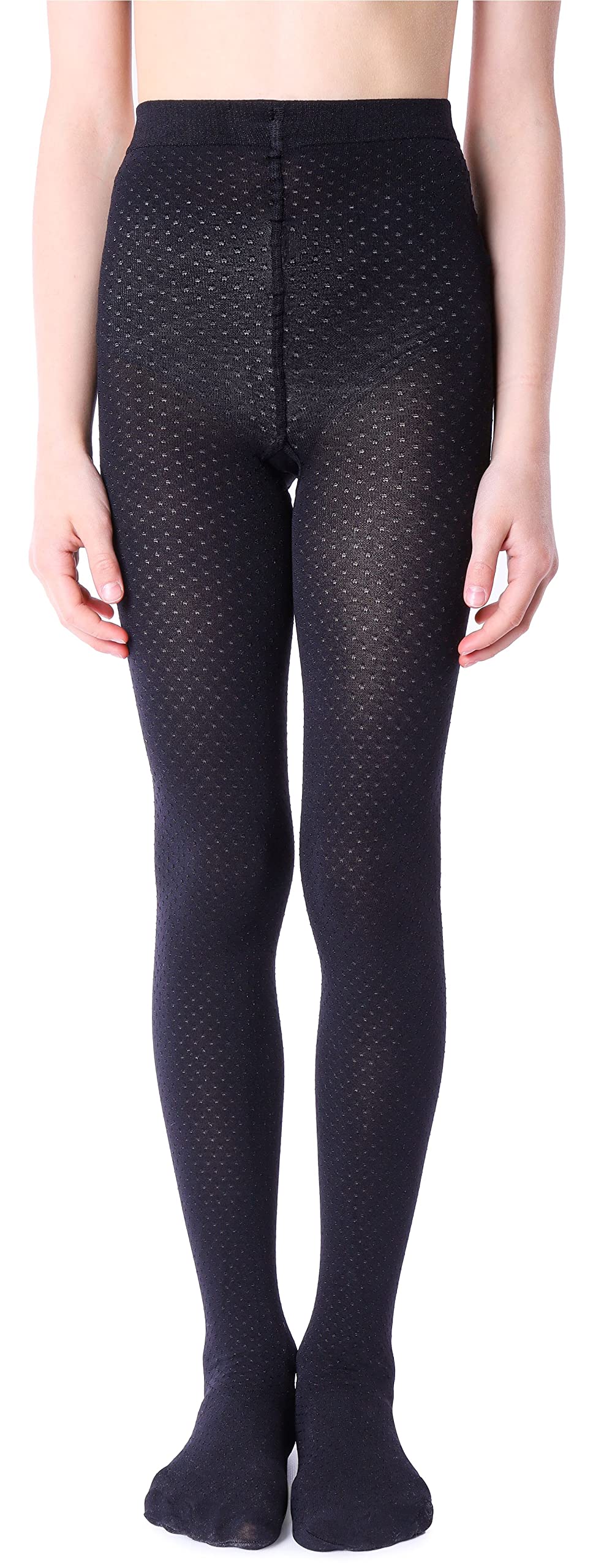 Noq Girls Minimini Nero Tights With 3D Effect Pattern Plain Dance Gymnastic School Pantyhose Fancy Outfit Little Princess, 12-13 Years (152-158 Cm)