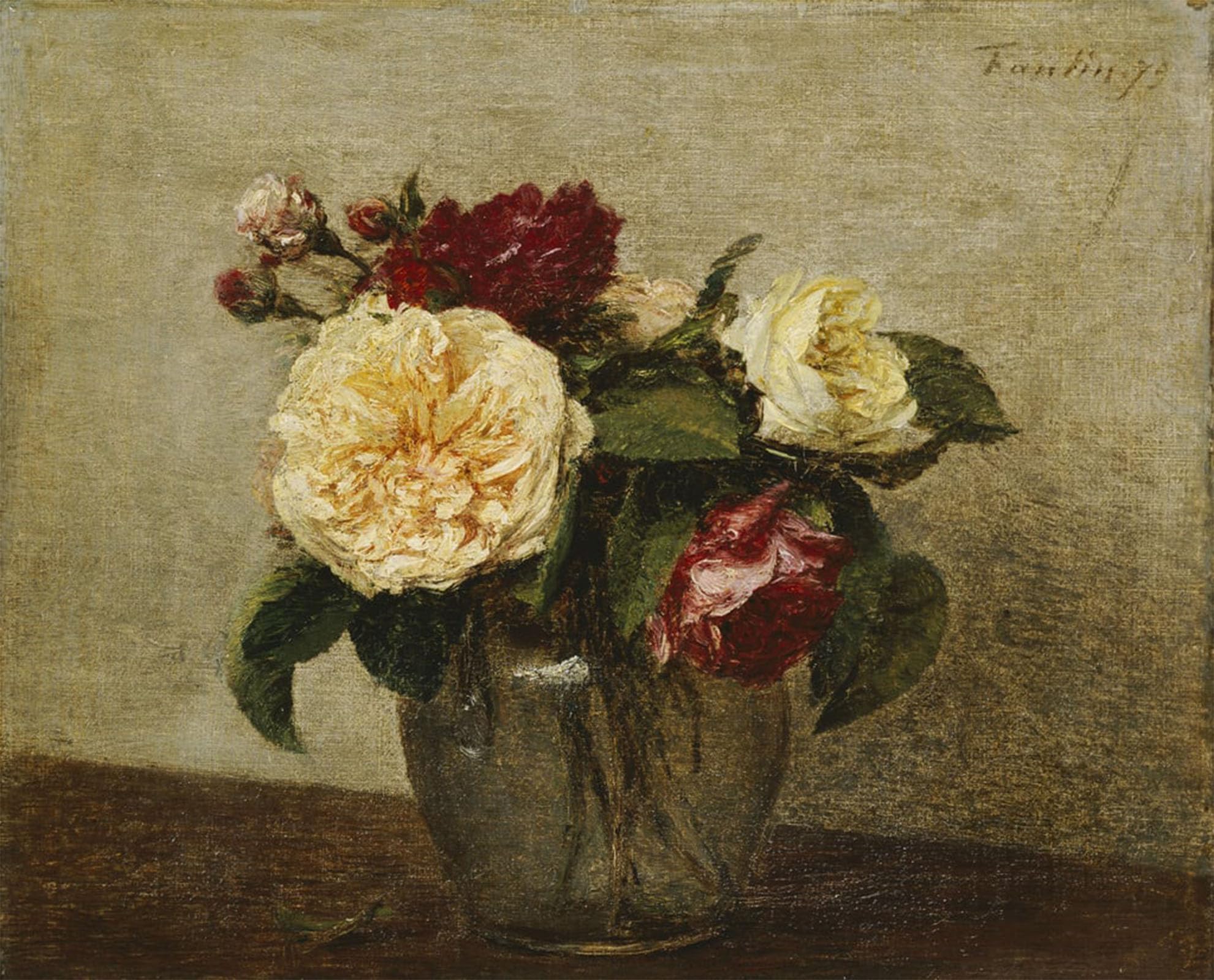 POSTERIIk Vintage Print Pop Art Landscape Artwork Red and Yellow Roses by Ignace Henri Jean Fantin Latour Art Prints for Office Home Decor 60x90cm
