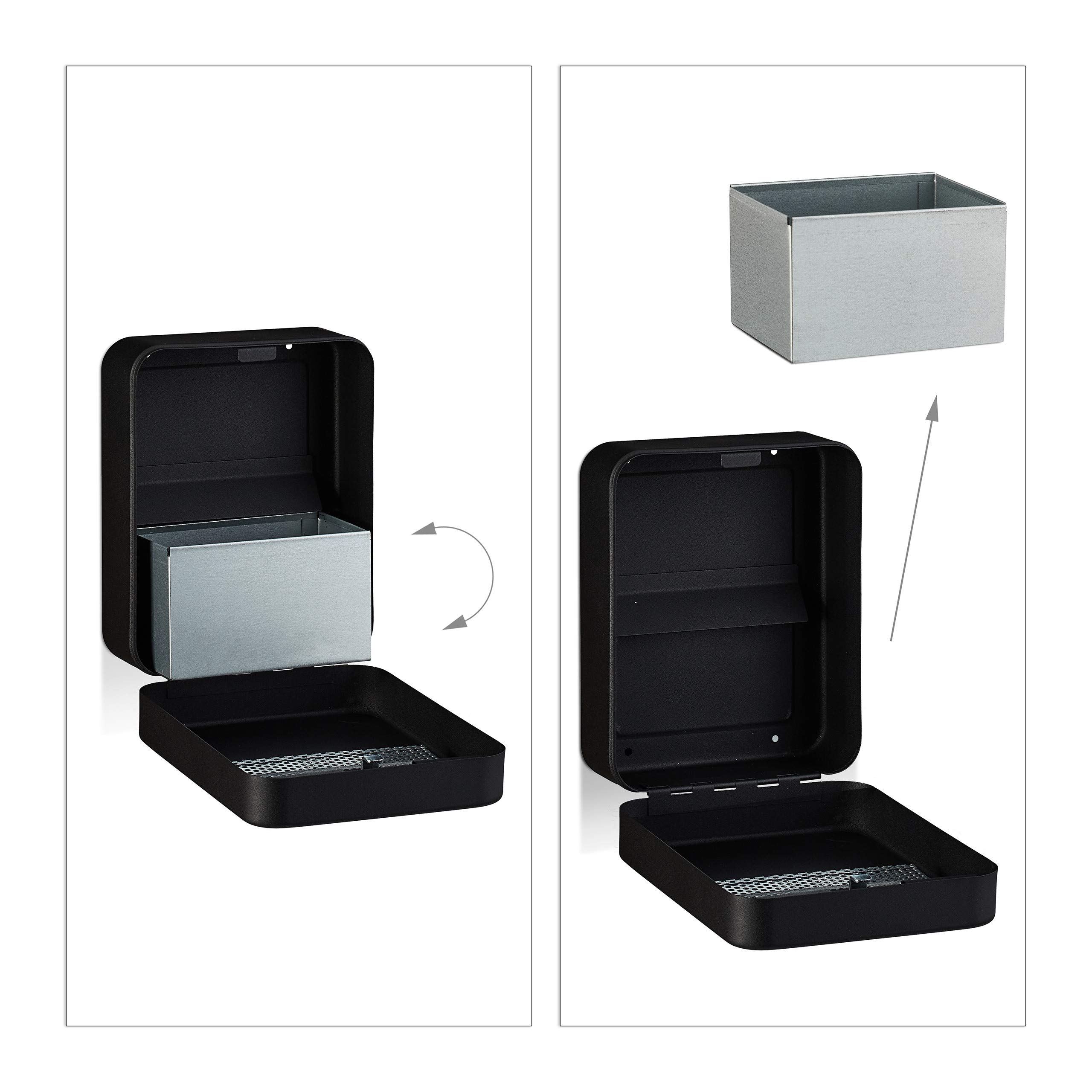 Relaxdays Cendrier Mural pour extérieur, matériel de Montage et clé, résistant aux intempéries, 20 x 16 x 8,5 cm, Noir