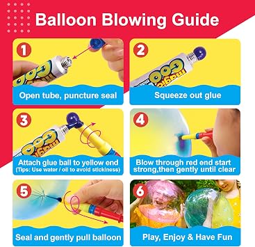 4M Magic Goo - Magic Plastic Bubble Balloons Variety Pack of 3 Colors - Blow Up Balloons with Straw - Clear Balloons Bubbles for Party Favors - Large Plastic Balloons, for Kids