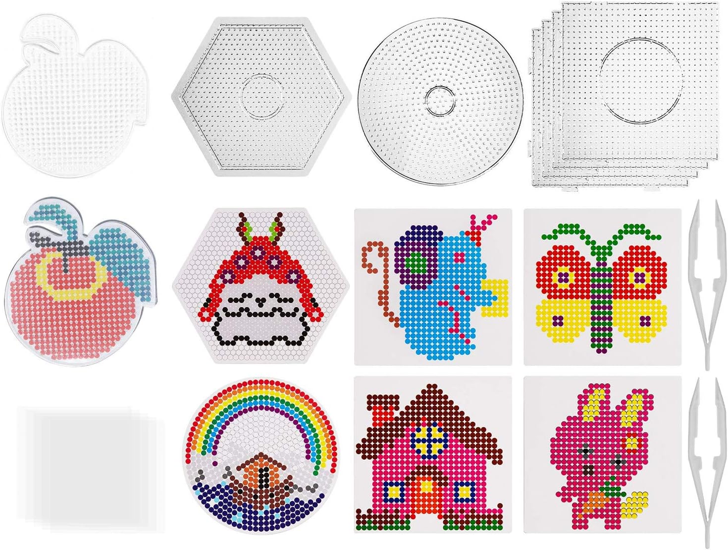 Bugelperlen Platte Stiftplatte Steckperlen Platte Set Fur Bugelperlen 5mm 7pcs Vorlagen Bugelperlen Gross 4 Quadrat 1 Sechseck 1 Rund Und 1 Apfel Transparent Mit Muster Inkl 6 Filme Und 2 Pinzette Amazon De Spielzeug