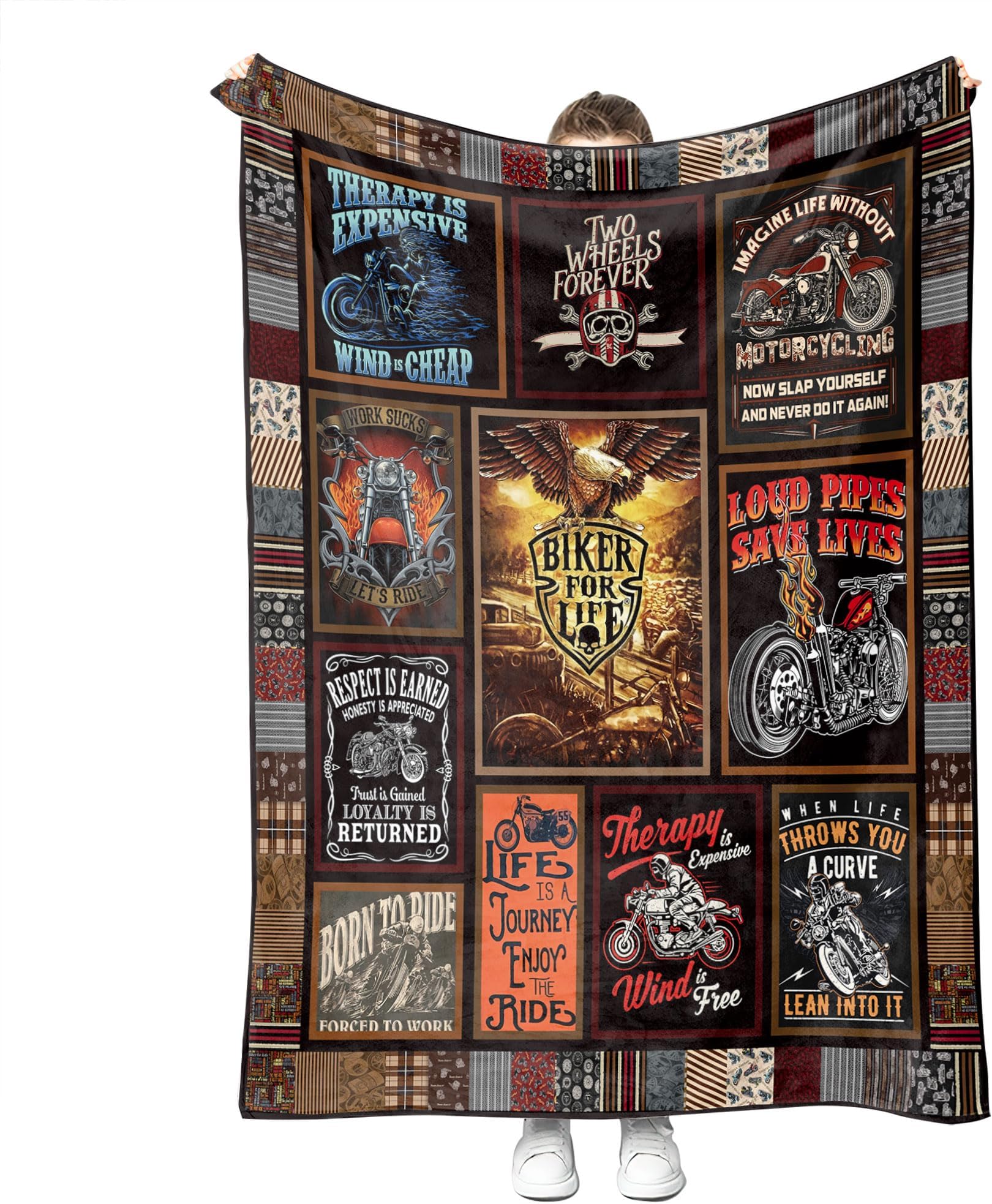 Motorcycle Blankets Super Soft Flannel Fleece Throw Blankets for Bed Sofa and Couch Cool Motorcycle Gifts for Men and Women Fluffy Warm Riding Blankets