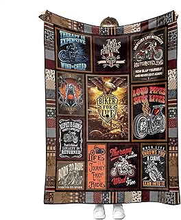 Motorcycle Blankets Super Soft Flannel Fleece Throw Blankets for Bed Sofa and Couch Cool Motorcycle Gifts for Men and Women Fluffy Warm Riding Blankets