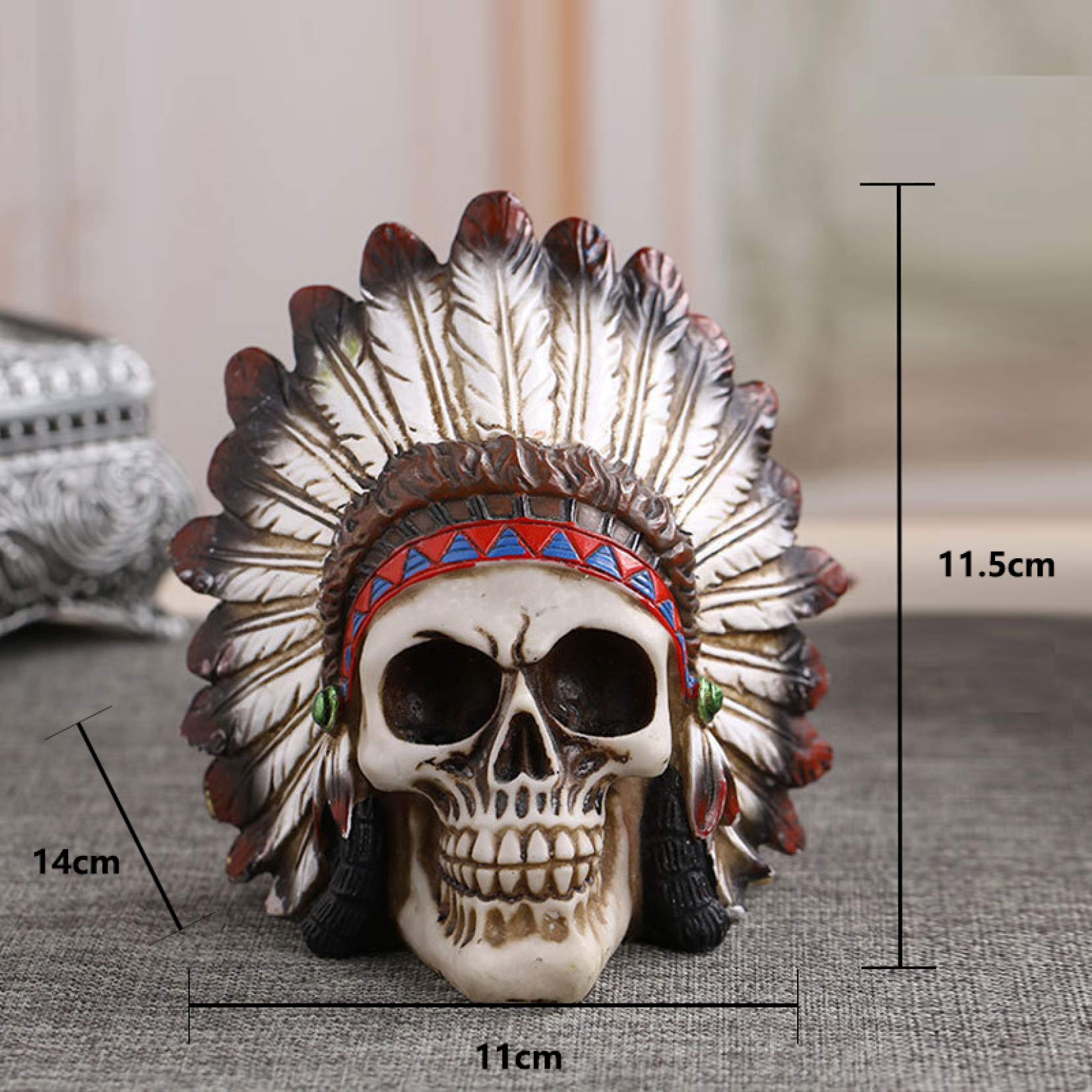 schulpture Estatuilla Coleccionable Arte Tallado Cráneo Humano Esqueleto s & s Cabeza de cráneo Indio para Fiesta de Halloween