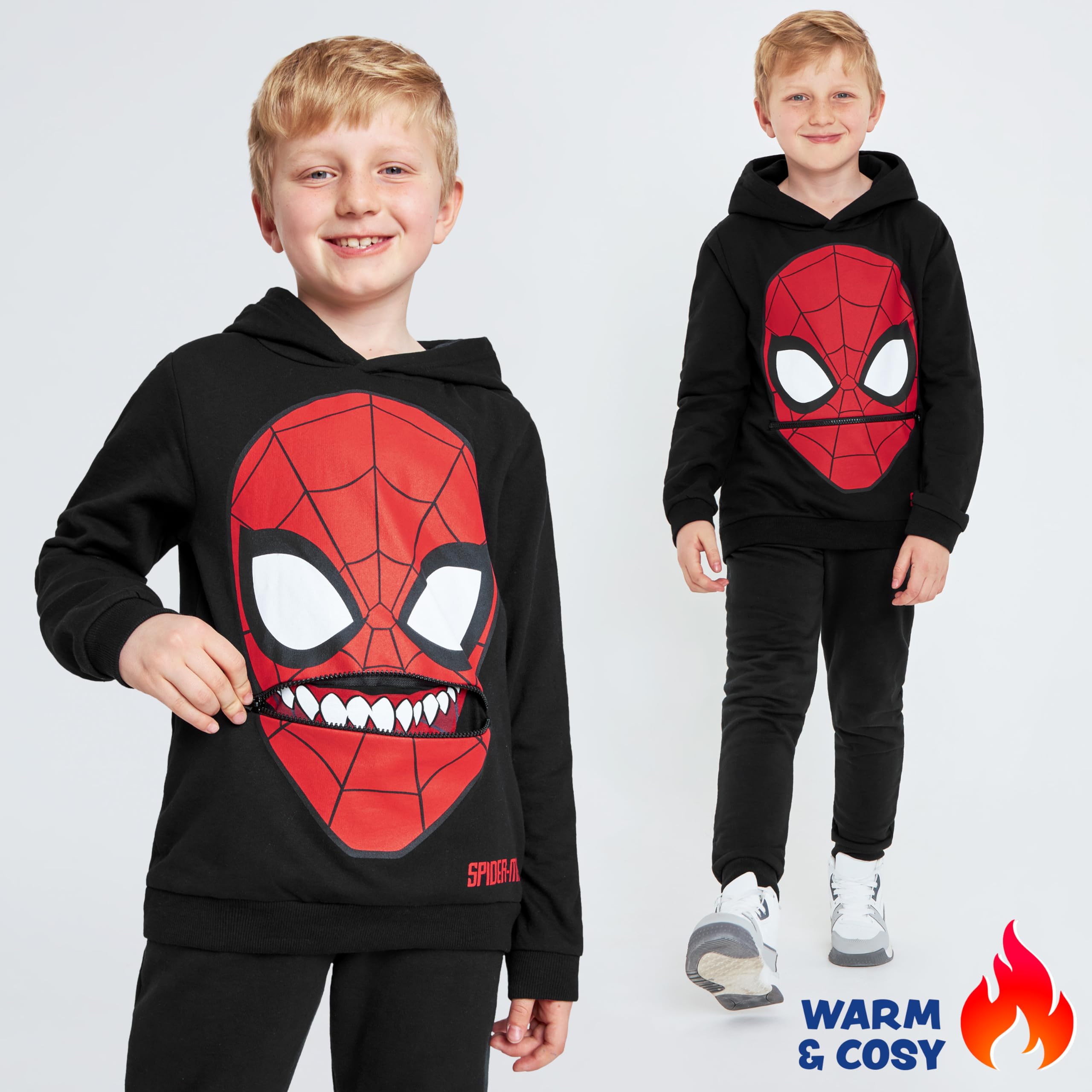 Marvel Chłopięca bluza z kapturem - Spiderman bluza z kapturem ciepła miękka odzież rekreacyjna odzież sportowa pulower 3-12 lat - prezenty dla chłopców