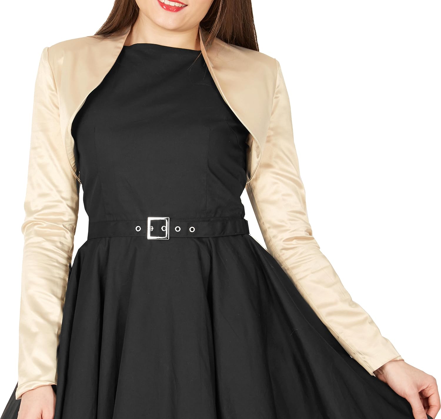 BlackButterfly Formal Satin Long Sleeve Bolero Shrug - Image 5