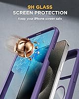 Vista 400 de Miracase Funda magnética para iPhone 14 de 6.1 pulgadas, protector de pantalla de vidrio templado integrado + protector de lente, compatible