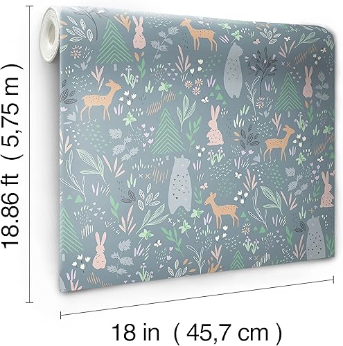 Miniatura 5 de RoomMates RMK12121RL Green Spring Forest Pals - Papel tapiz para despegar y pegar