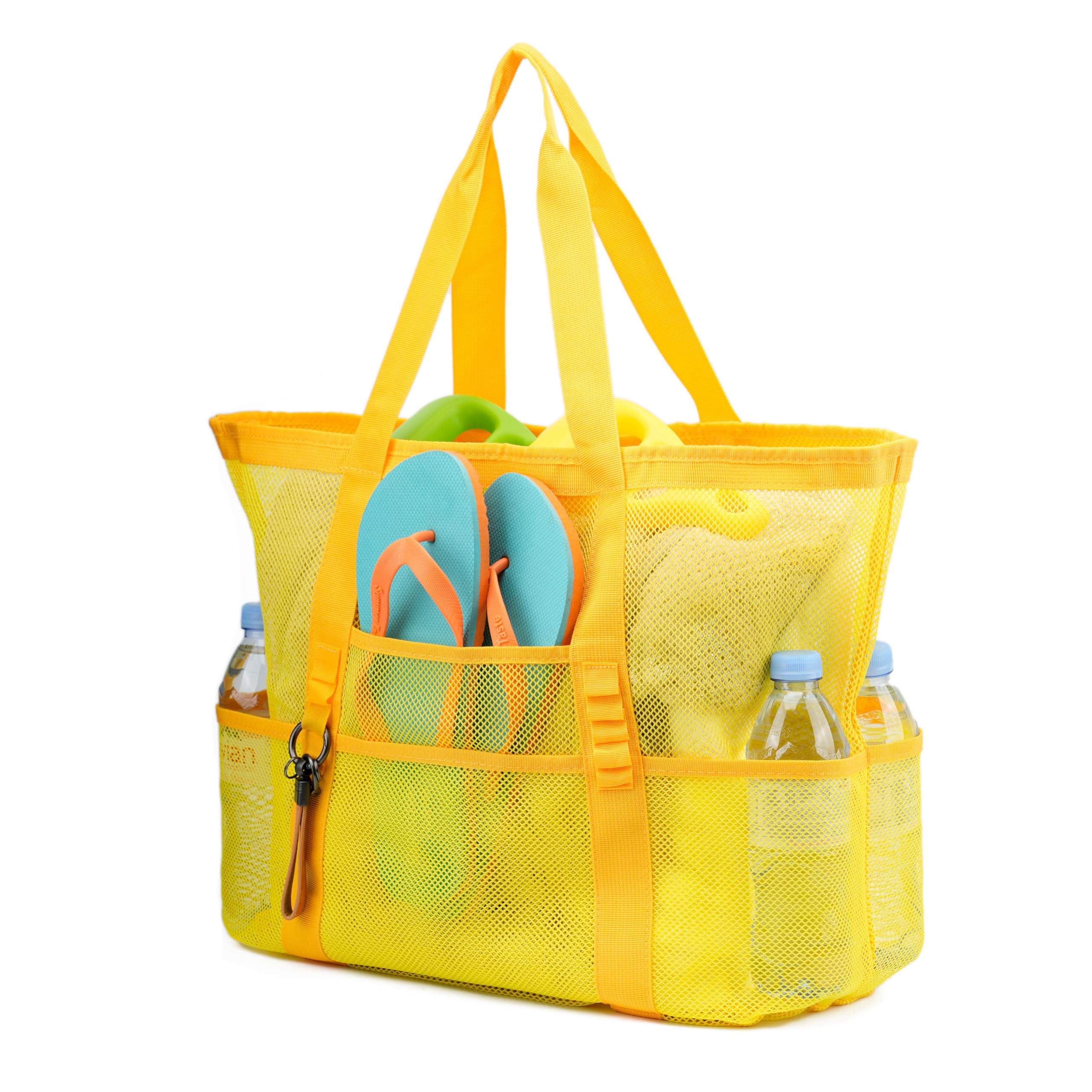 TOPASION Large Mesh Beach Tote Bags for Sand Toys, Family Travel, Grocery, Reusable Shopping