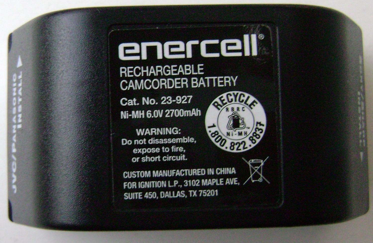 Rechargeable Camcorder Battery 6V 2700mAh VHSC 8mm NiMH