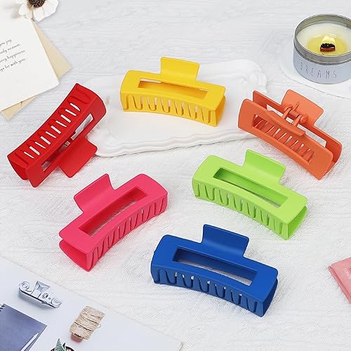 Miniatura 24 de Pinzas grandes para el cabello de 4 pulgadas, 6 clips cuadrados grandes para cabello grueso, accesorios rectangulares antideslizantes