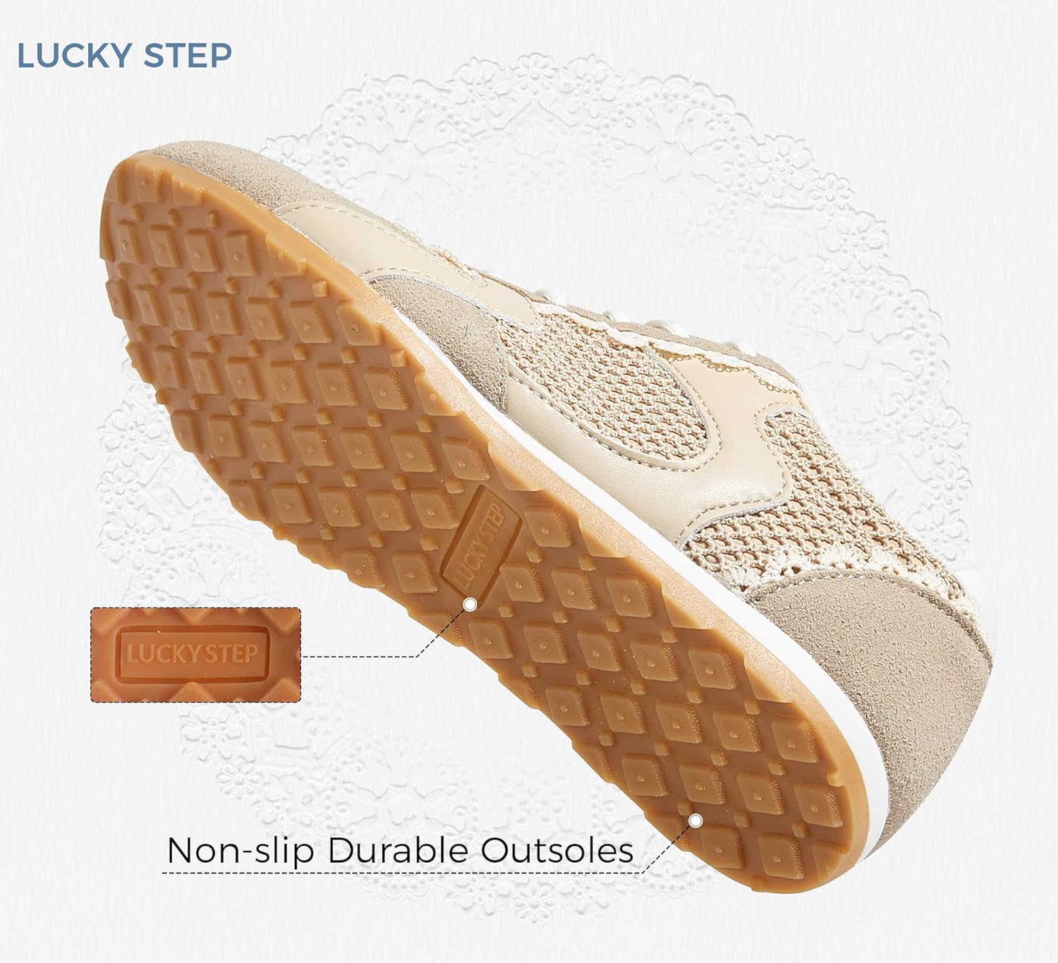 LUCKY STEP Women's Mesh Fashion Sneakers Non Slip Breathable Casual Running Shoes Stylish Retro Lace Walking Sneaker - Image 4