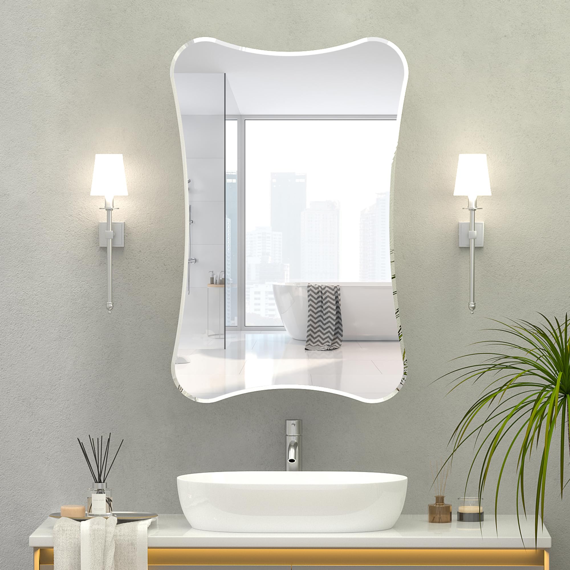 Mepplzian 50x76 Bathroom Mirror Cabinets,White Bathroom Cabinet with Mirror