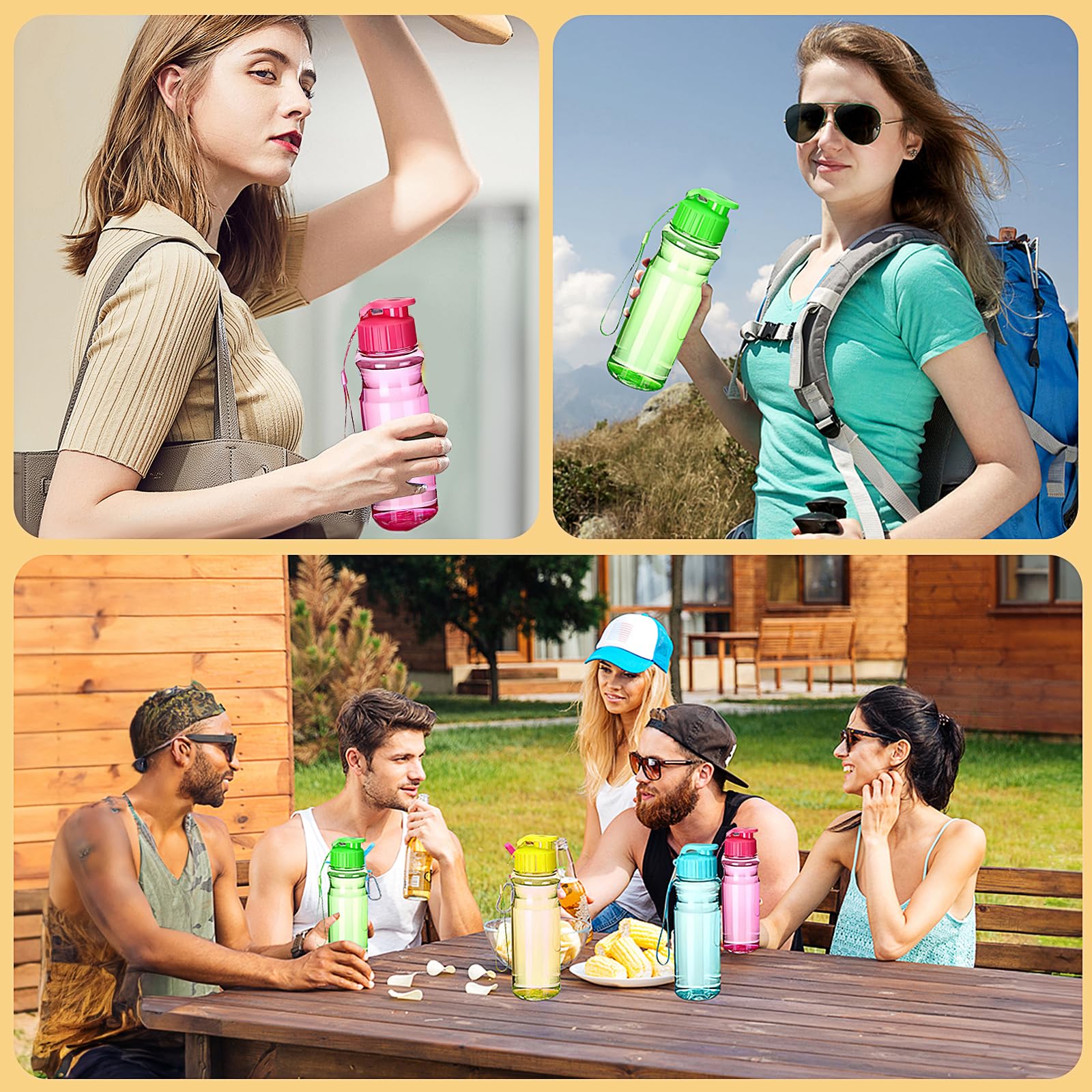 Confezione da 12 borracce da 550 ml, per sport, con tappo a ribalta, leggere, per scuola, fitness, palestra, yoga, ciclismo, senza BPA e tossiche