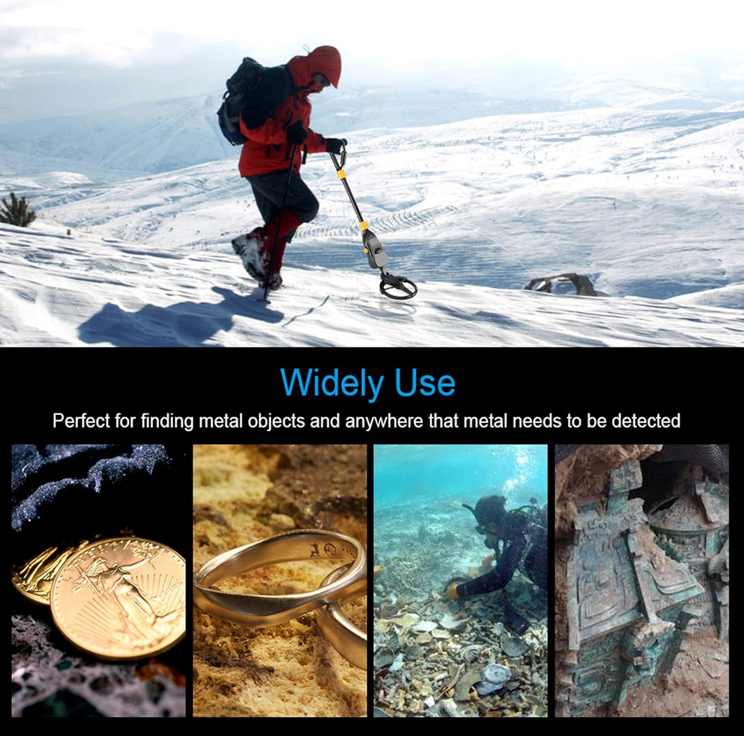 Metal Detector with Waterproof Design, 10cm Detection Range, Security Scanner for Adults and Kids