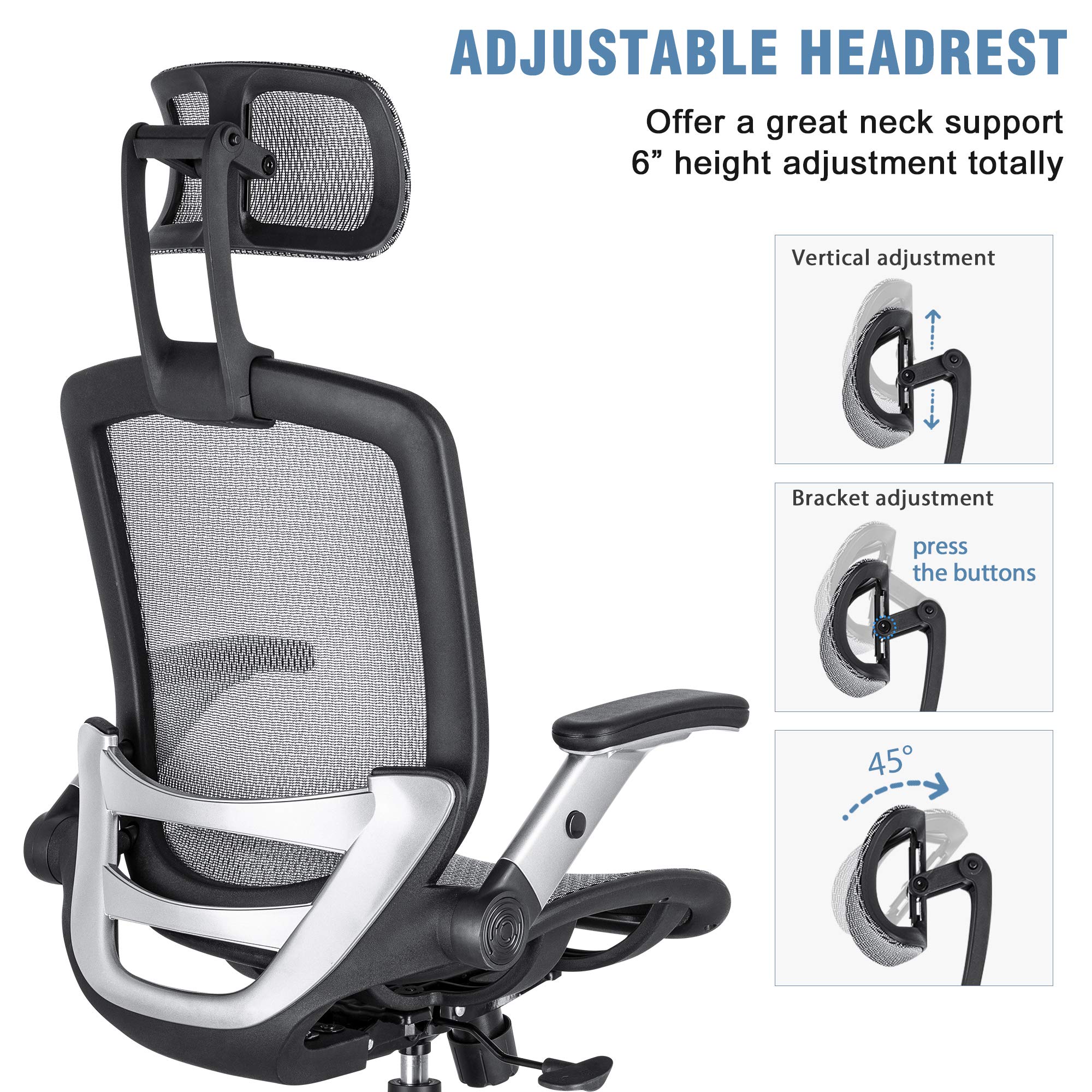 Gabrylly Ergonomic Mesh Office Chair, High Back Desk Chair Adjustable