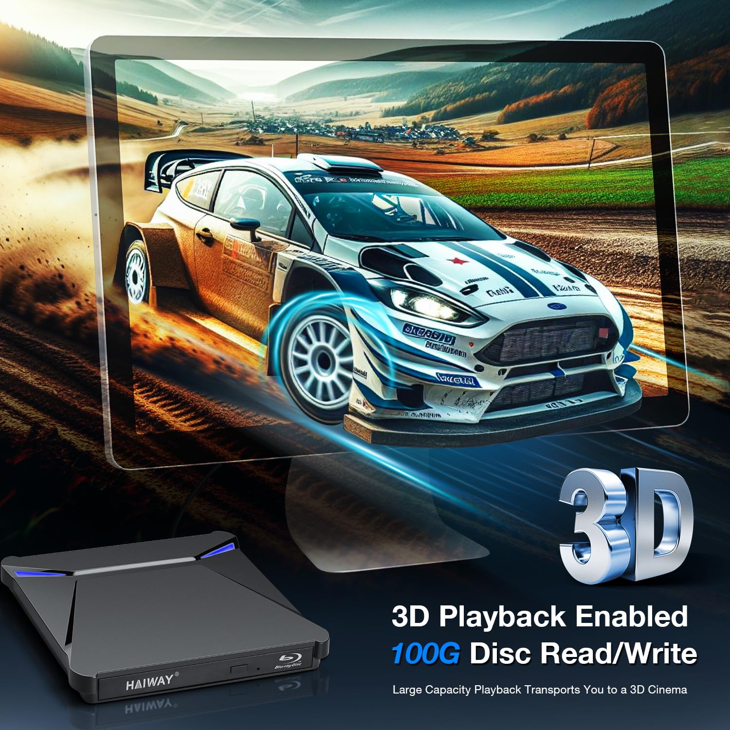 Haiway Gravador de Blu-ray externo 5 em 1, gravador USB 3.0 e