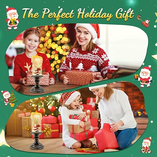 Miniatura 6 de Velas parpadeantes sin llama de muñeco de nieve, velas de pilar LED de cera real, luz cálida, muñeco de nieve de Navidad, Papá Noel y ciervo, regalo