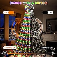 Vista 7 de Decoraciones de Navidad para exteriores, 323 luces LED en cascada, 8 modos de iluminación, luces de Navidad impermeables para exteriores