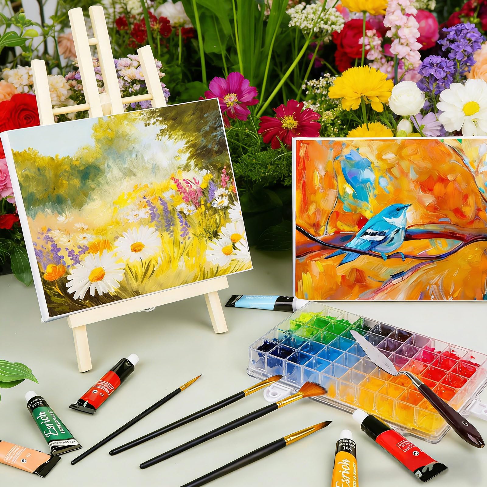 WANDIC scatola per pittura ad acquerello, 1 pz, 36 pozzetti, contenitore vuoto per pittura ad acquerello, acrilico e pittura ad olio