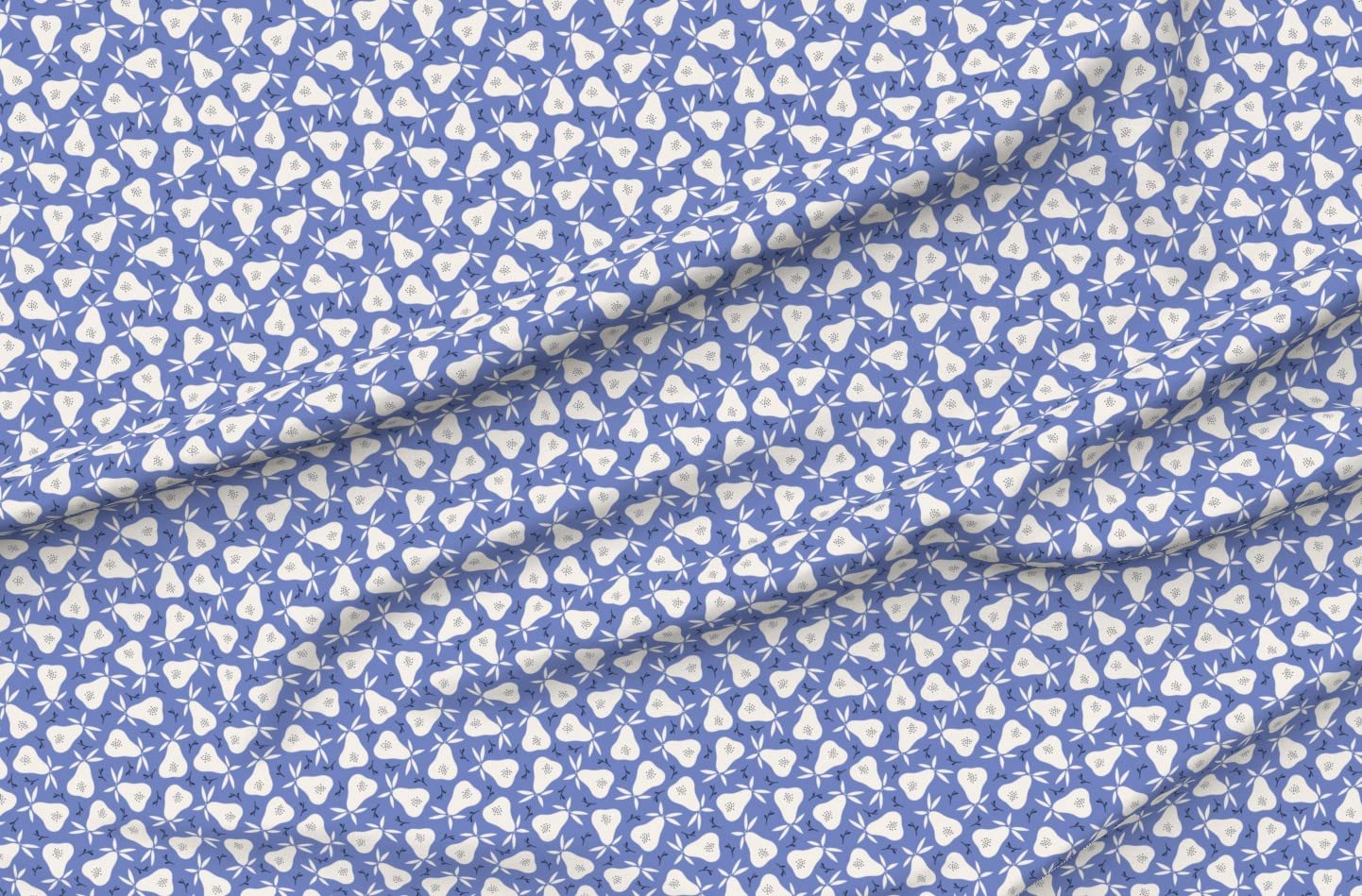 Spoonflower Fabric - Periwinkle Fruit Pears Kitchen Fresh Summer Orchard Simple Minimal Printed on Petal Signature Cotton Fabric by The Yard - Sewing Quilting Apparel Crafts Decor