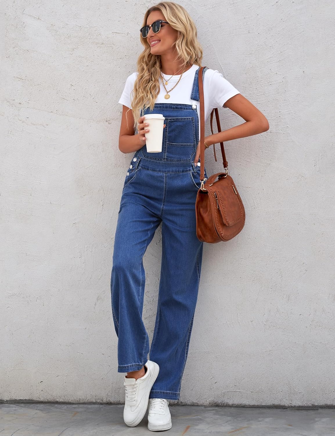 luvamia Overalls Women Loose Fit Denim Bib Baggy Overall Jumpsuit Straight Wide Leg Stretchy Jean Pants Fashion - Image 4