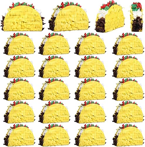 Harrycle 24 piezas de mini piñatas de tacos para Cinco de Mayo, piñata mexicana, piñata pequeña fiesta, tacos a granel, piñata mexicana, recuerdos