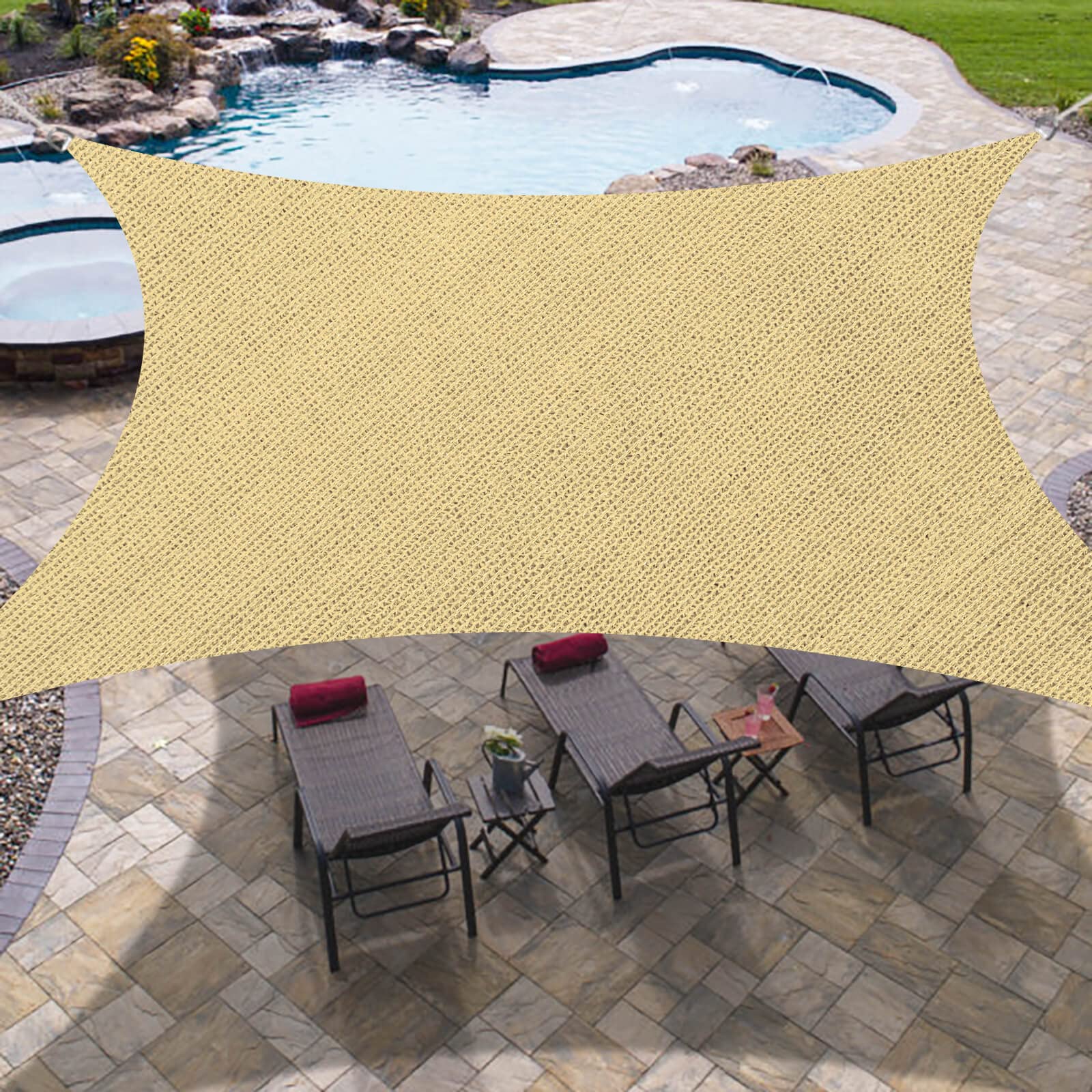 OutdoorLines Rectangle Sun Shade Sails for Patios 10 x 13 ft Sun UV Blocking Outdoor Covering Canopy, Sunshades for Backyard, Porch, Pergola, Lawn, Garden, Pool, Beach, Deck, Park and Carport, Sand