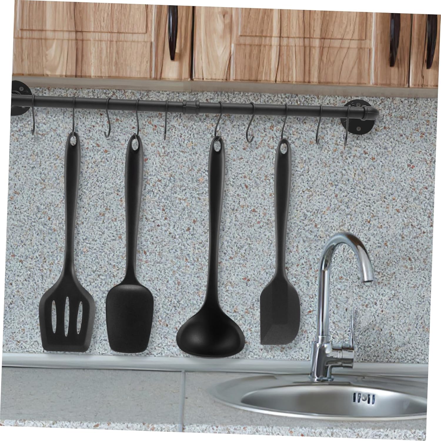 Mikinona Wall Mounted Kitchen Rack Pot Pan Organizer Cooking Utensil Holder Easy Install
