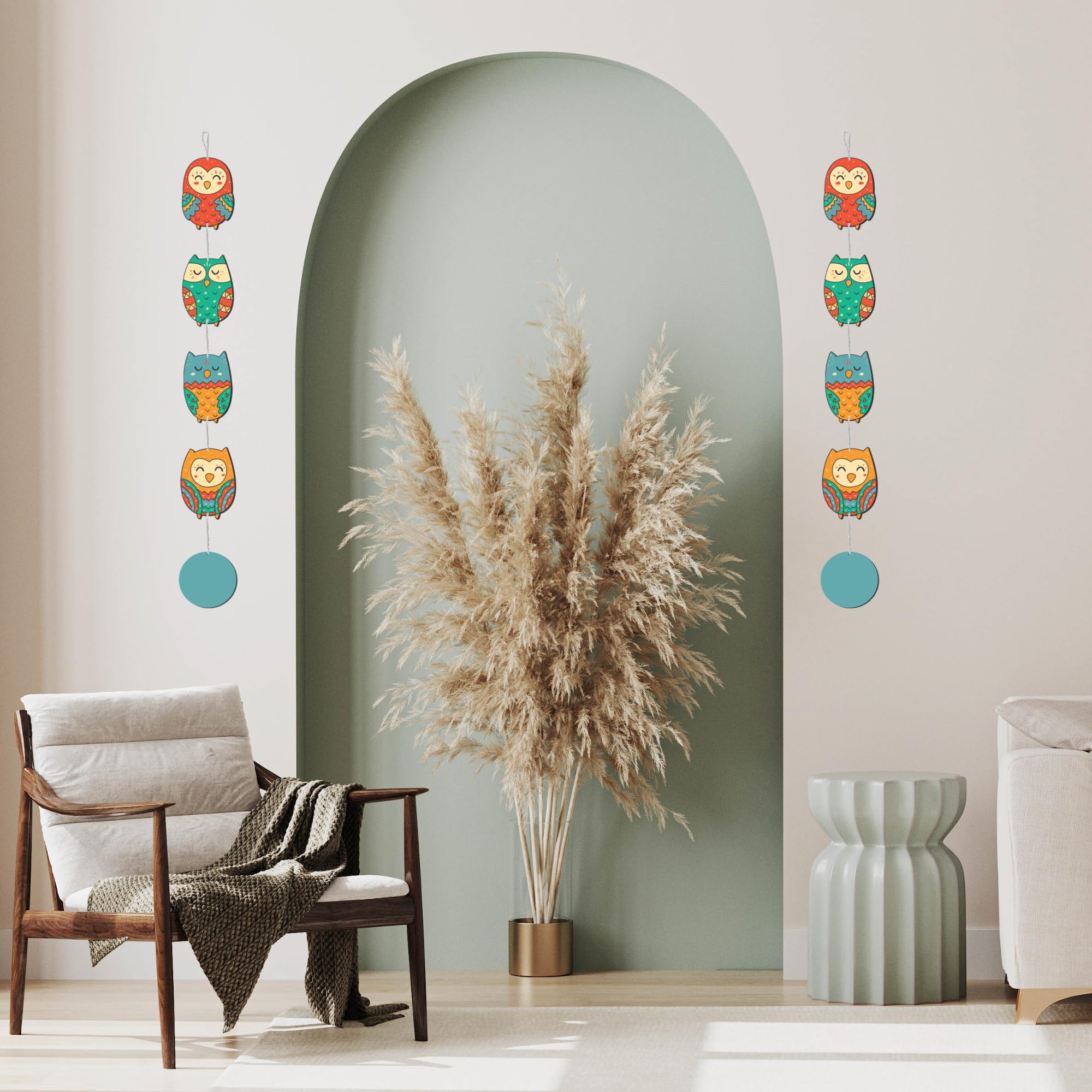 Regalo Casila Owl Printed Wooden Wall Hanging Pack Of 2 - Handcrafted Wooden Art, Owl Design, and Unique Wall Decoration for Living Room, Bedroom, or Office - 18 X 6.5 inch 3