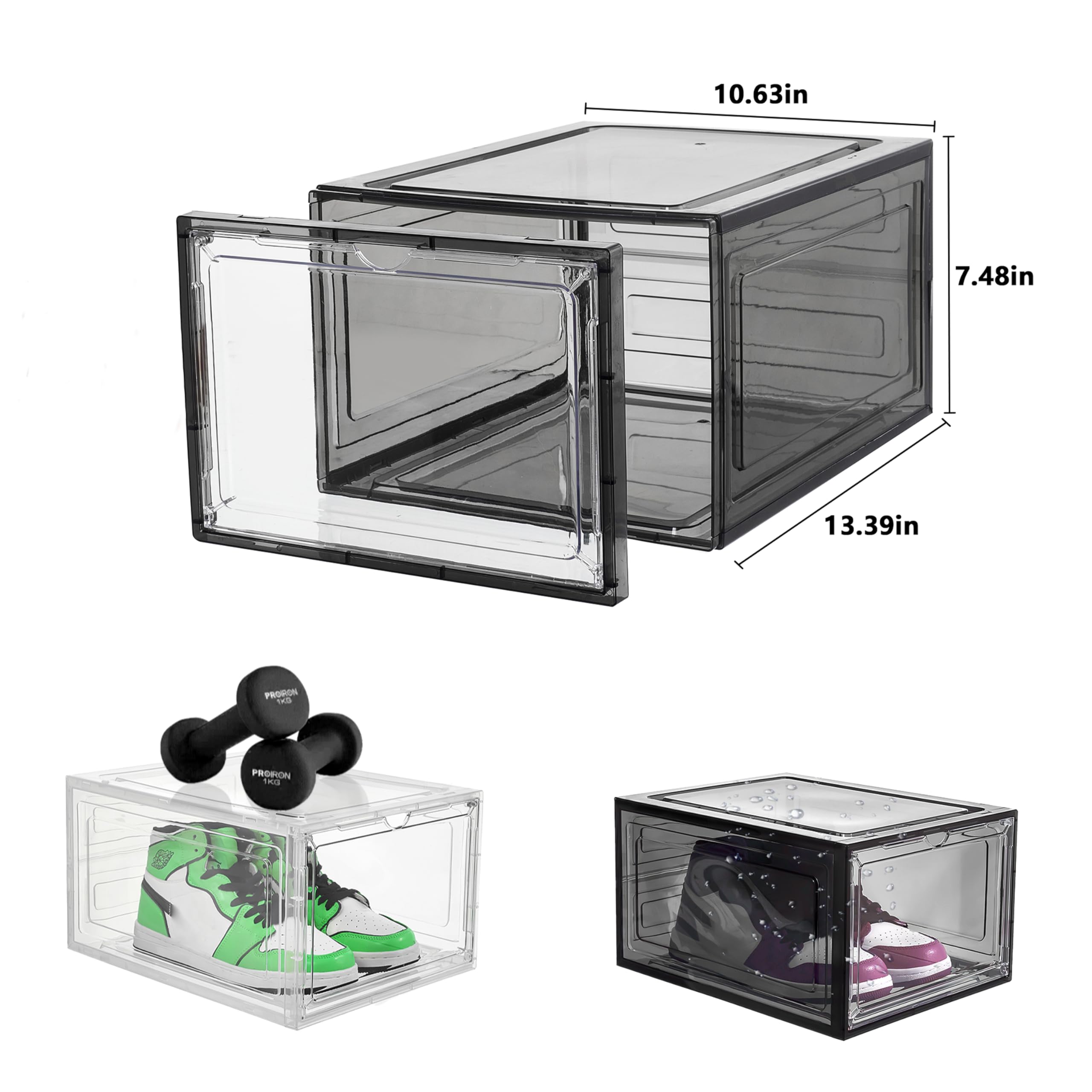 Attelite Paquete de 12 cajas de zapatos negras