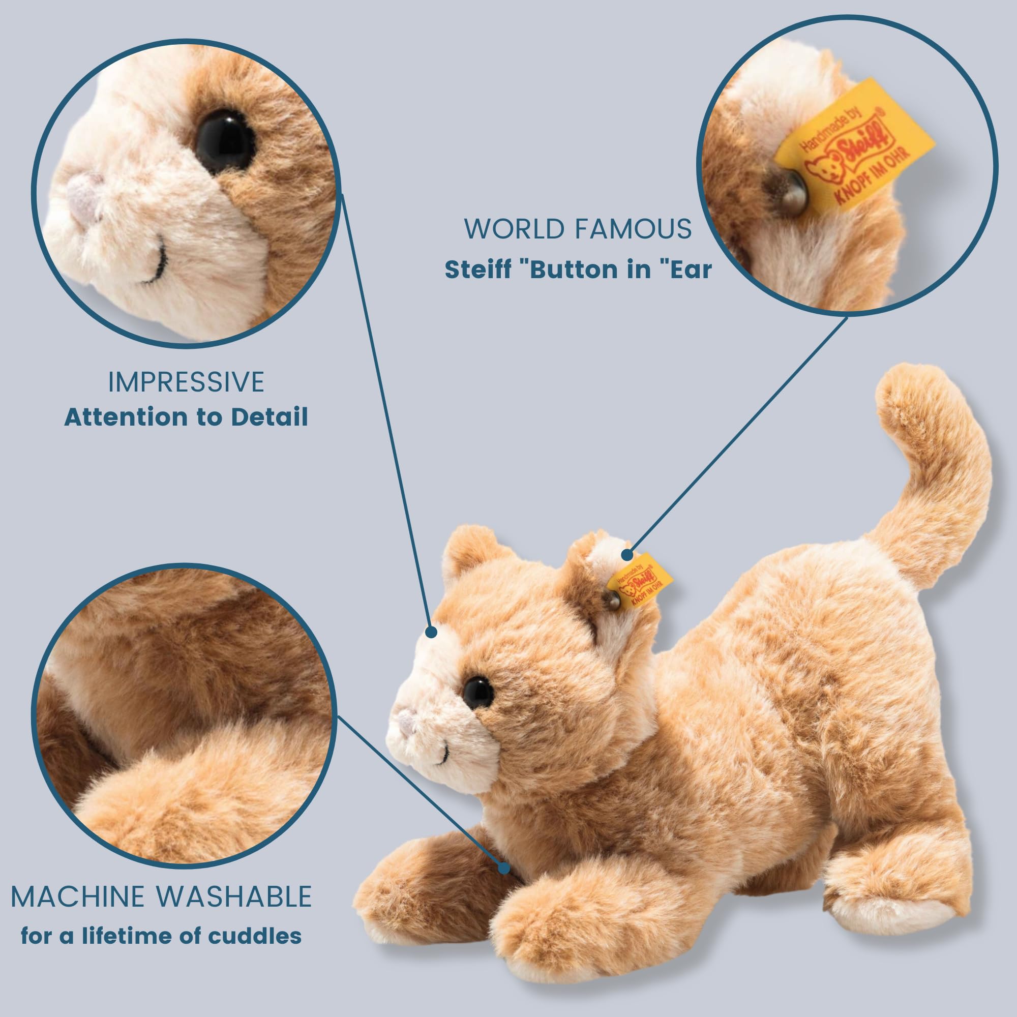 Steiff - 099182 - Soft Cuddly Friends Cassie cat, 26 cm, Apricot