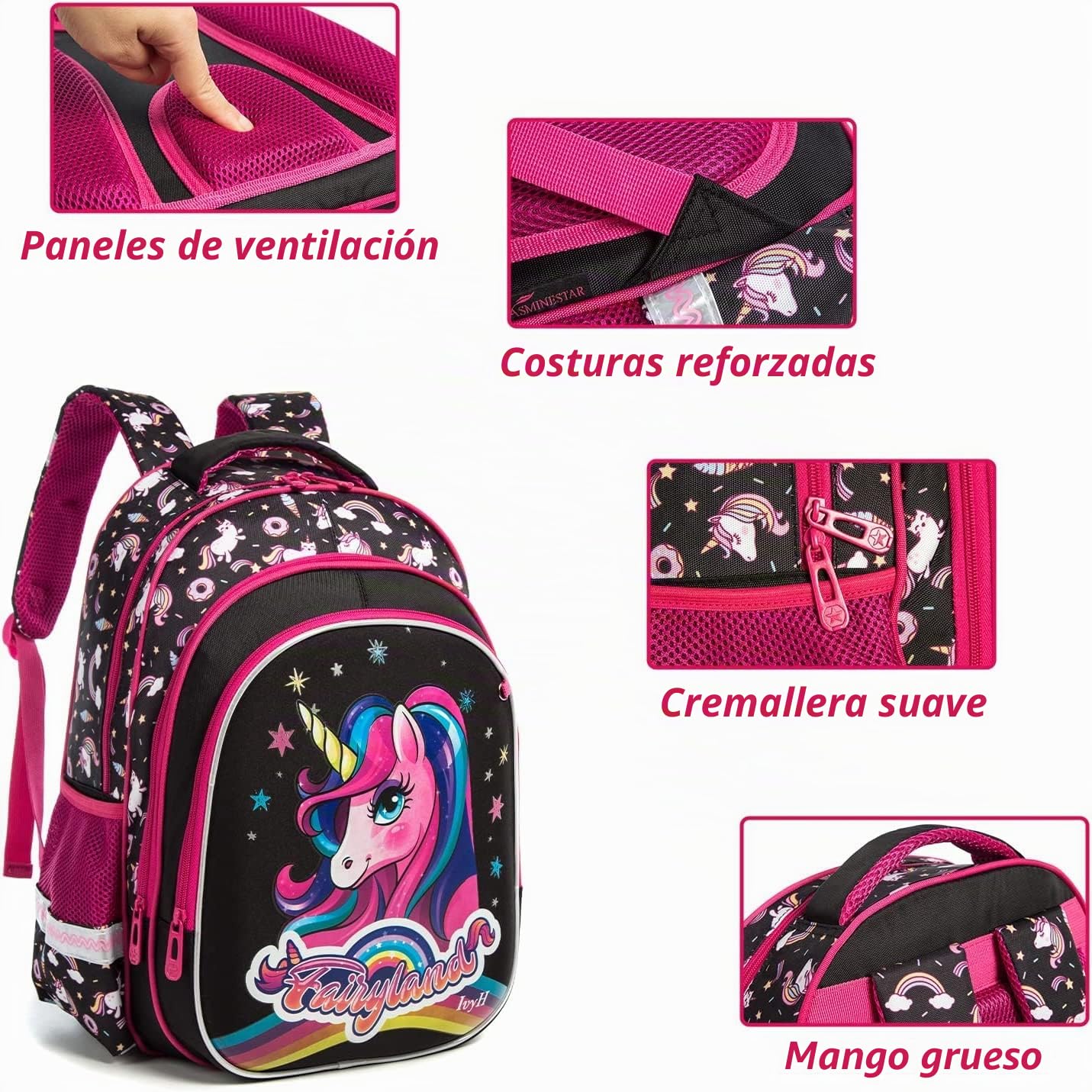 IvyH Trolley-Tasche für Kinder, Grundschultasche, Schulranzen mit Rollen, mit Lunchtasche, ideal für 1-6 Schüler
