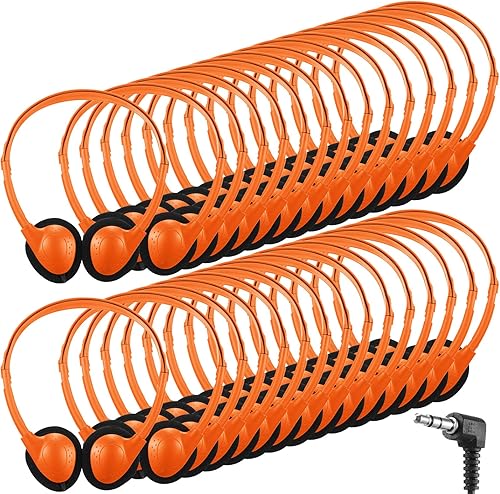 Miniatura 10 de Konohan Paquete de 30 auriculares a granel para escuela, aula, estudiantes, auriculares con cable ajustables con conector de 0.138 in para adultos