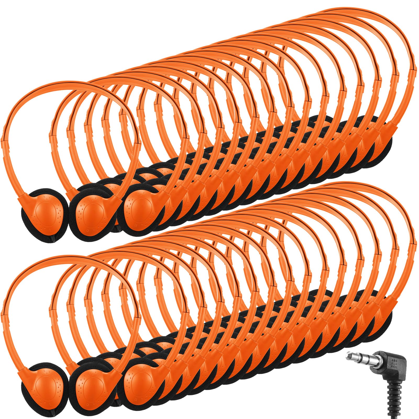 Konohan 30 Pack Headphones Bulk Classroom Headphones, Orange, Classic