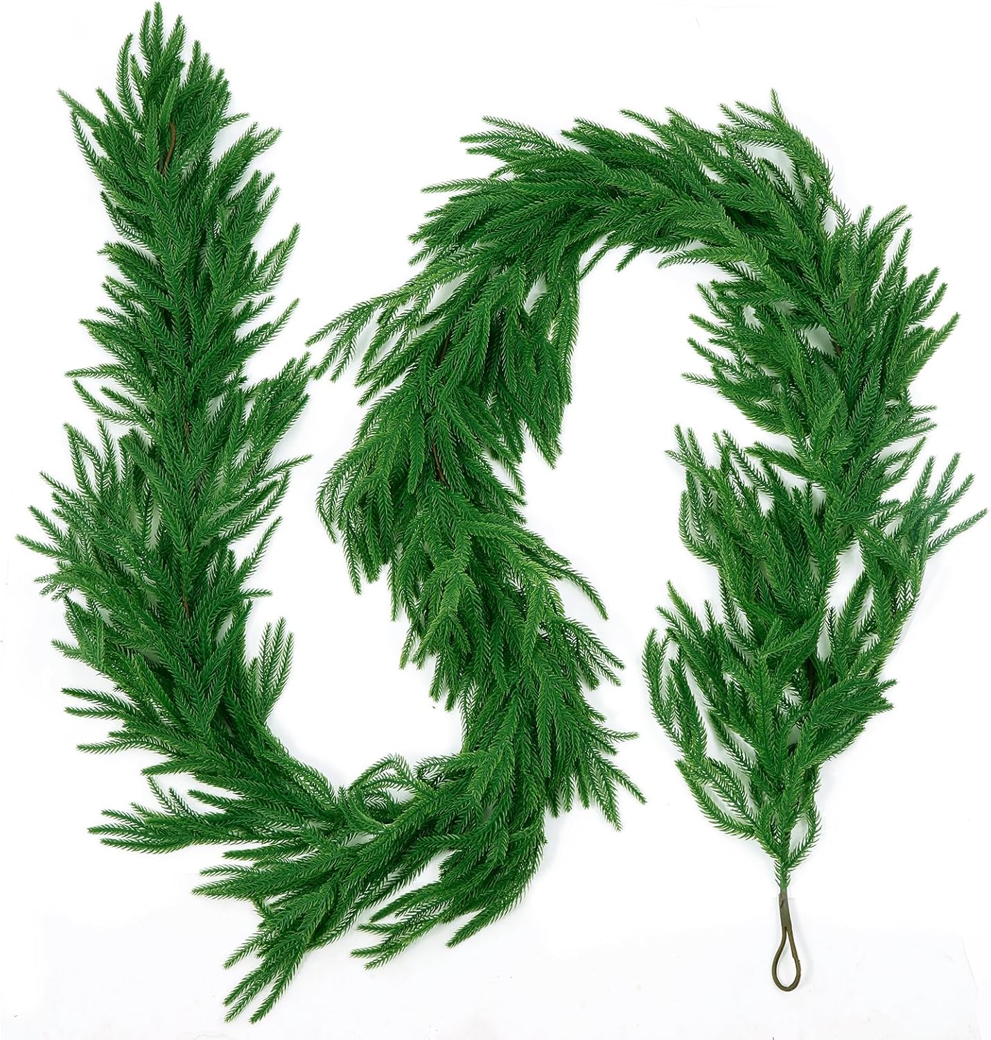 2Pcs 9 FT Artificial Norfolk Pine Garlands, Realistic Christmas Garland Thickness Real Touch Winter Greenery Garland for Table Mantle Wall Indoor Outdoor Christmas Decor - Image 8